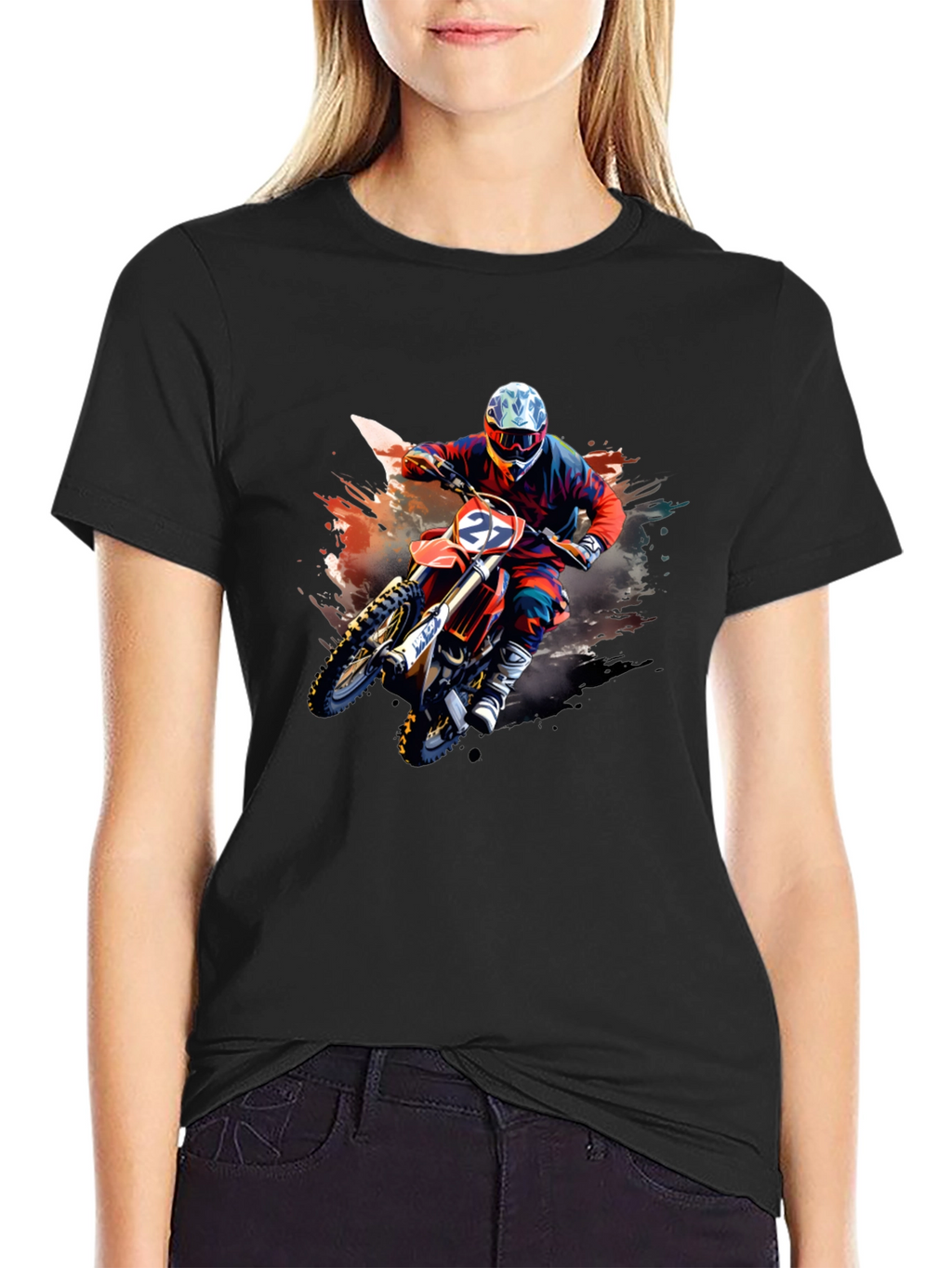 Motocross Rider Graphic T-Shirt - Black