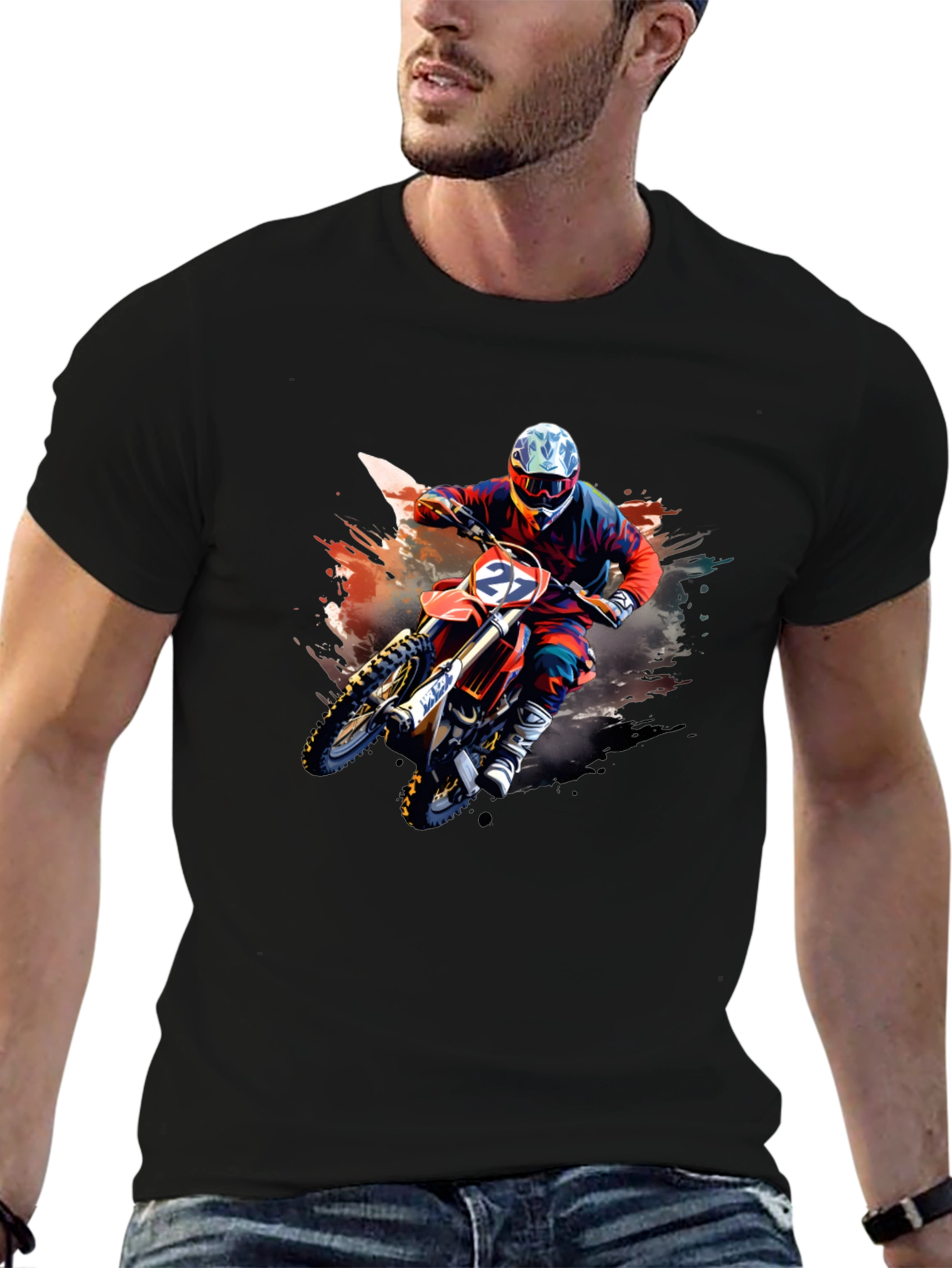 Motocross Rider Graphic T-Shirt - Black
