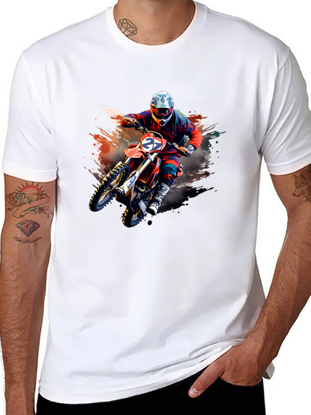 Motocross Rider Graphic T-Shirt - Black