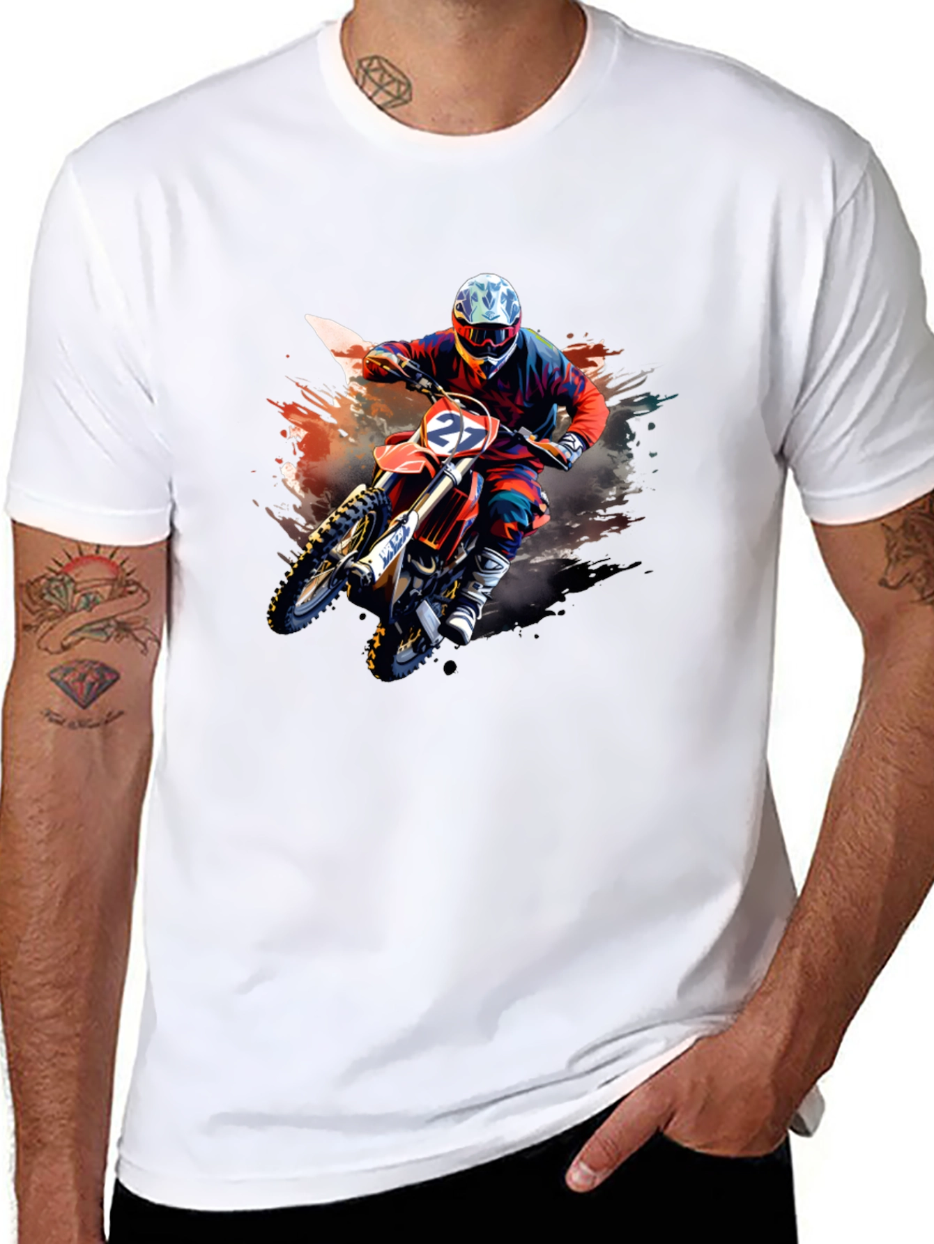 Motocross Rider Graphic T-Shirt - Black