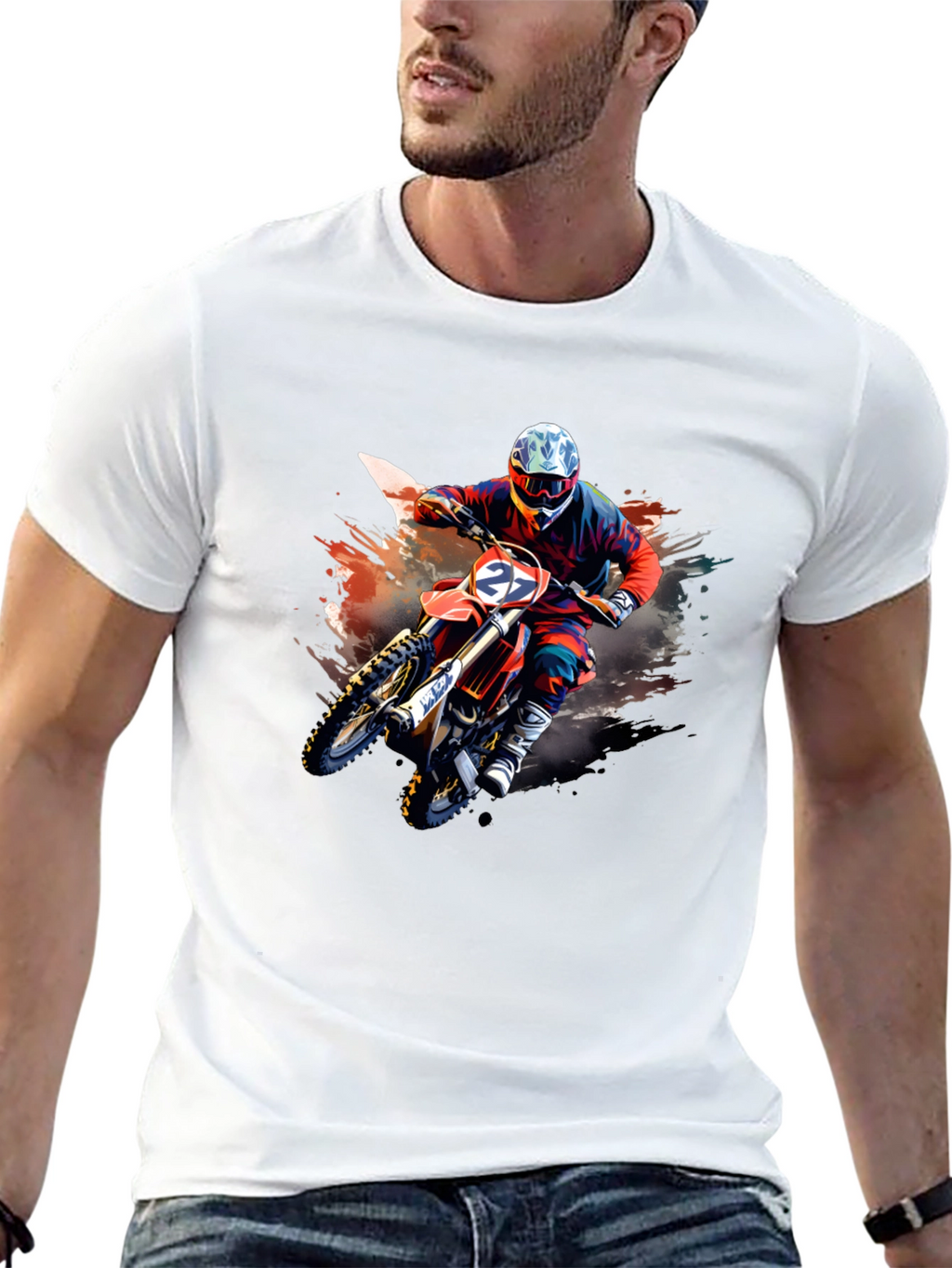 Motocross Rider Graphic T-Shirt - Black