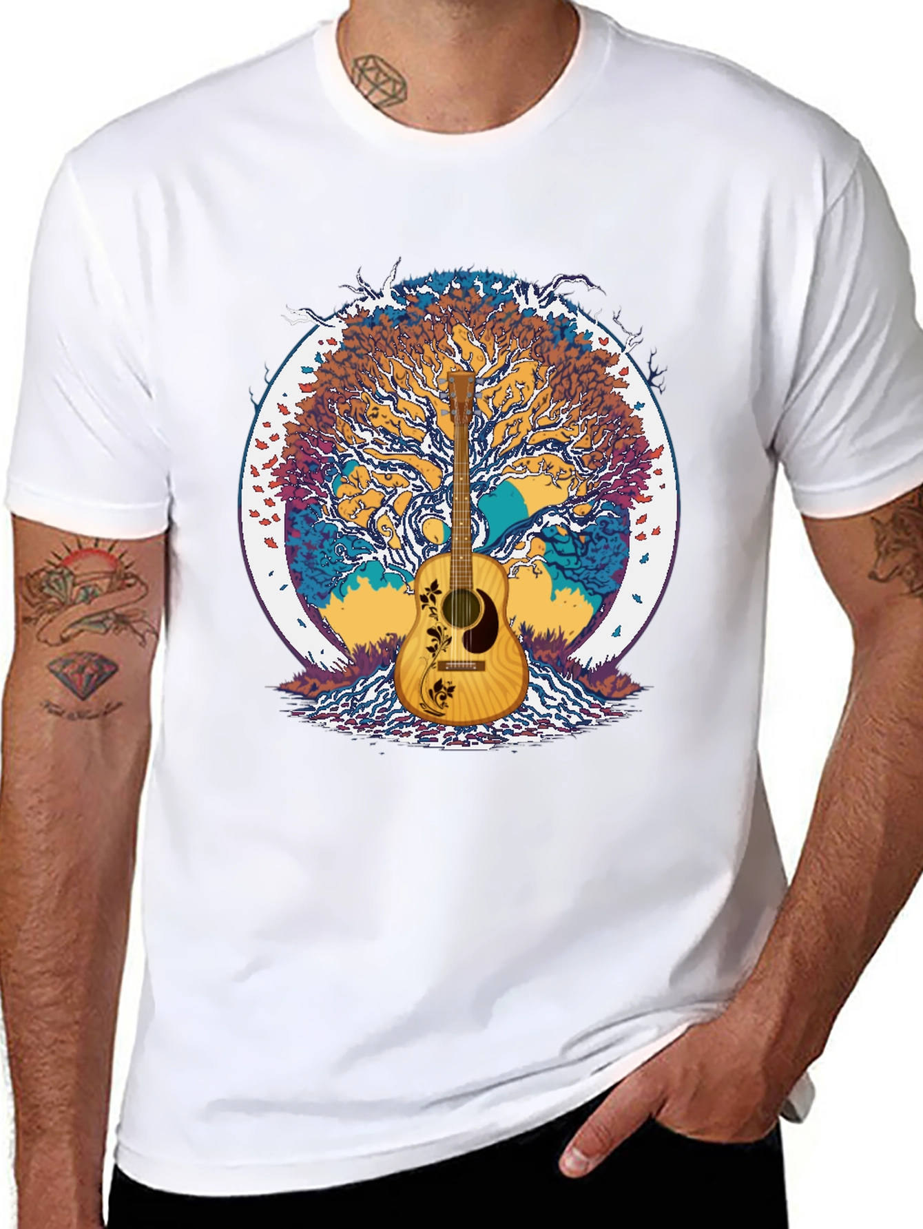Guitar Tree Graphic Tee - Music Lover Shirt