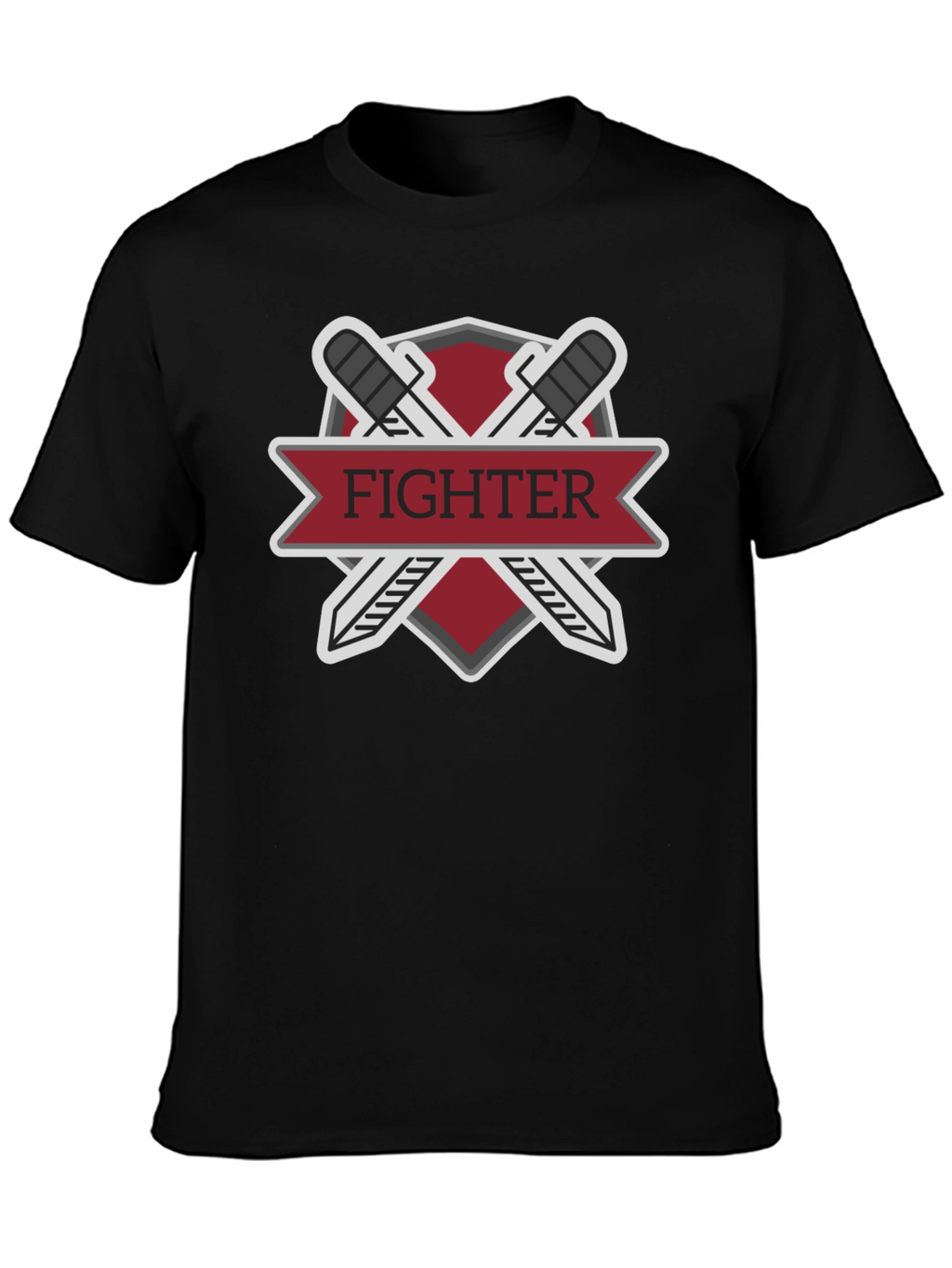 Fighter Sword Emblem Black T-Shirt
