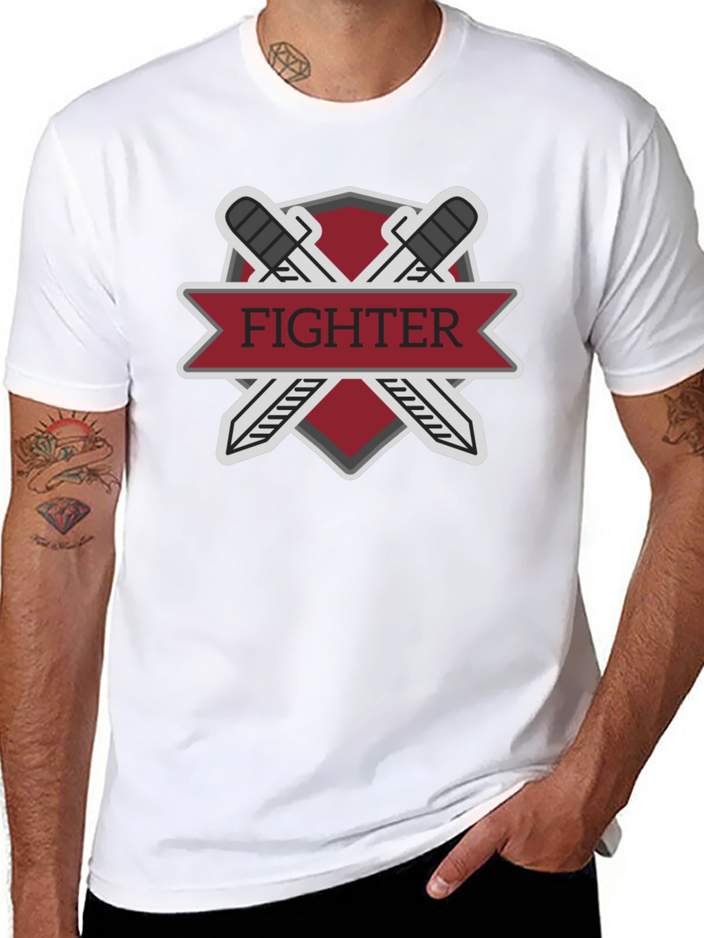 Fighter Sword Emblem Black T-Shirt