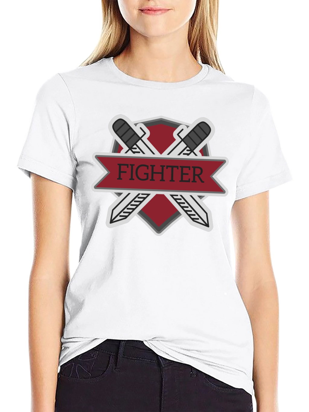 Fighter Sword Emblem Black T-Shirt