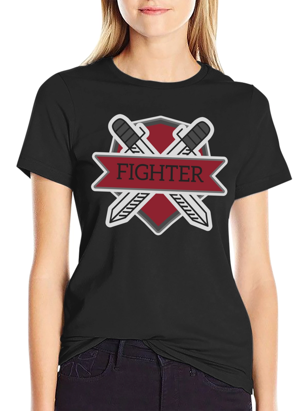 Fighter Sword Emblem Black T-Shirt