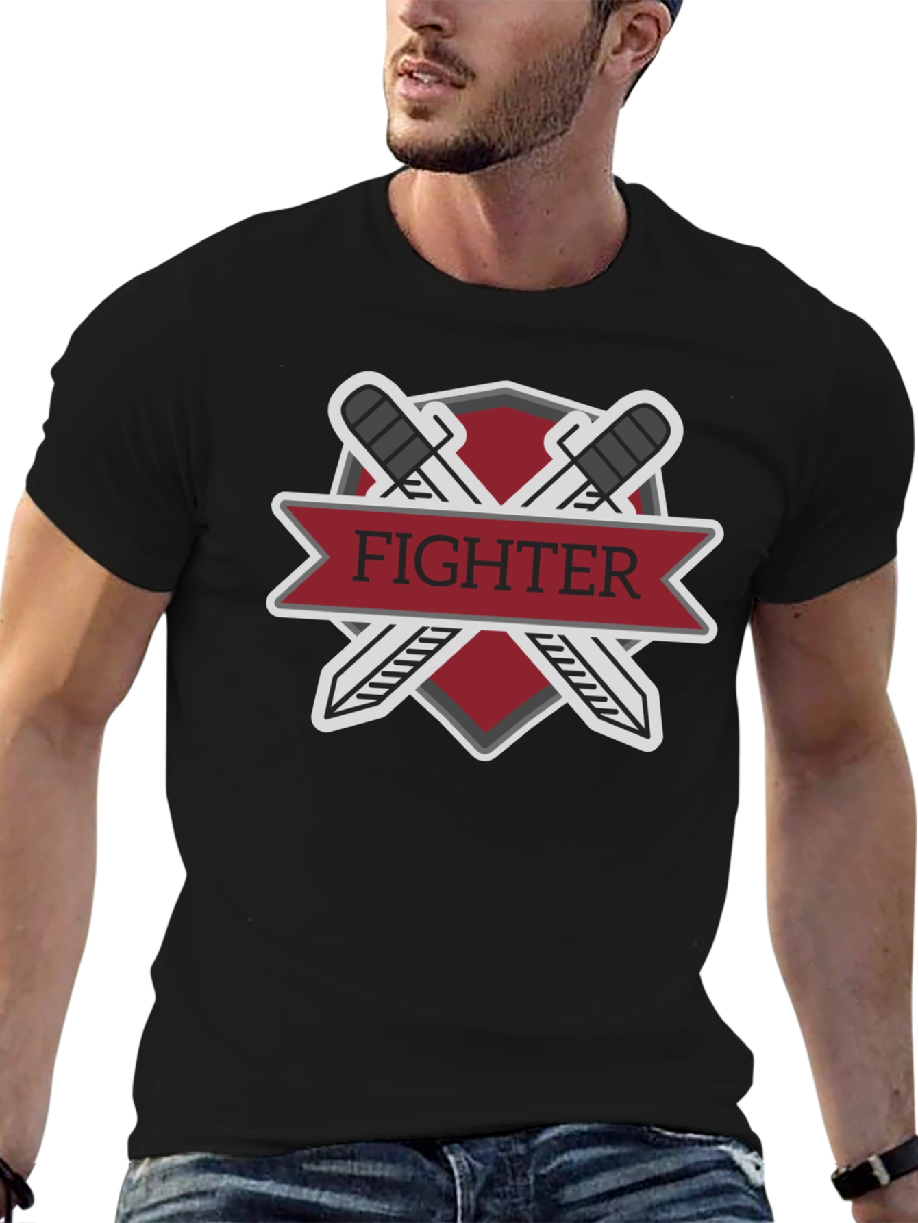 Fighter Sword Emblem Black T-Shirt