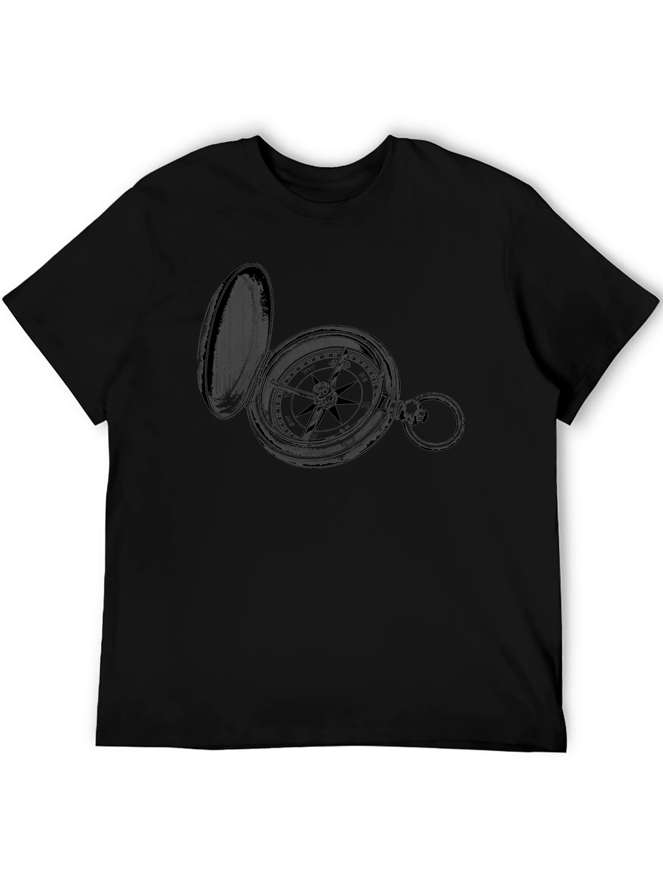 Vintage Compass Graphic T-Shirt - Black