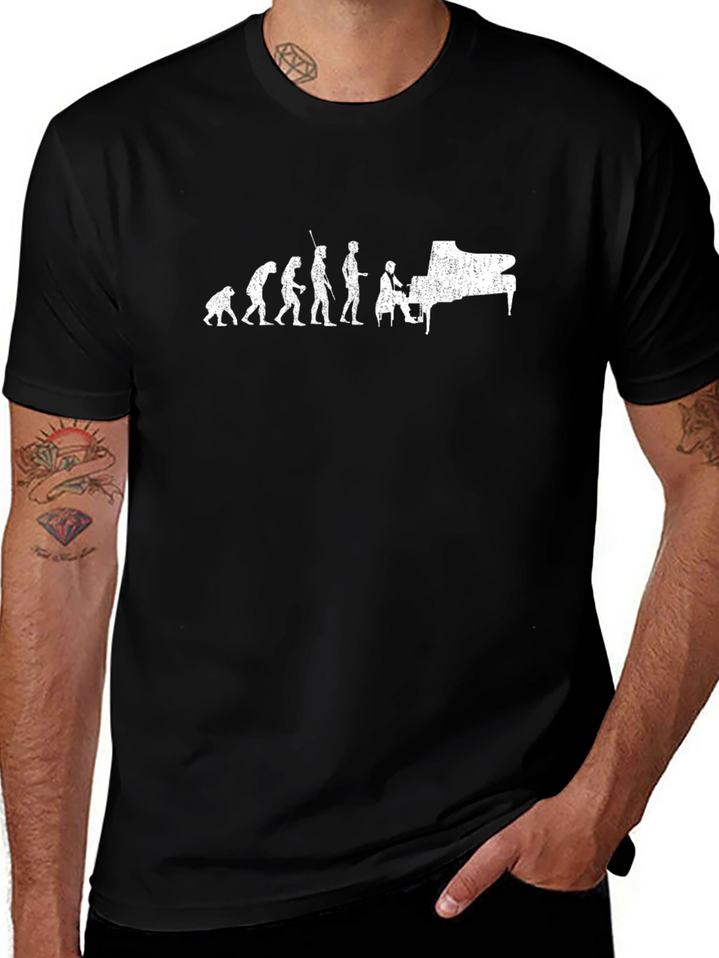 Evolution of Pianist Black T-Shirt