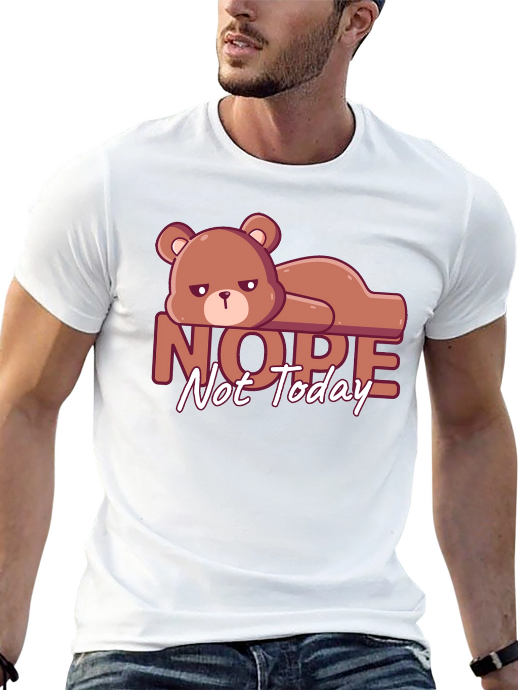 Nope Not Today T-Shirt Lazy Bear Graphic Tee