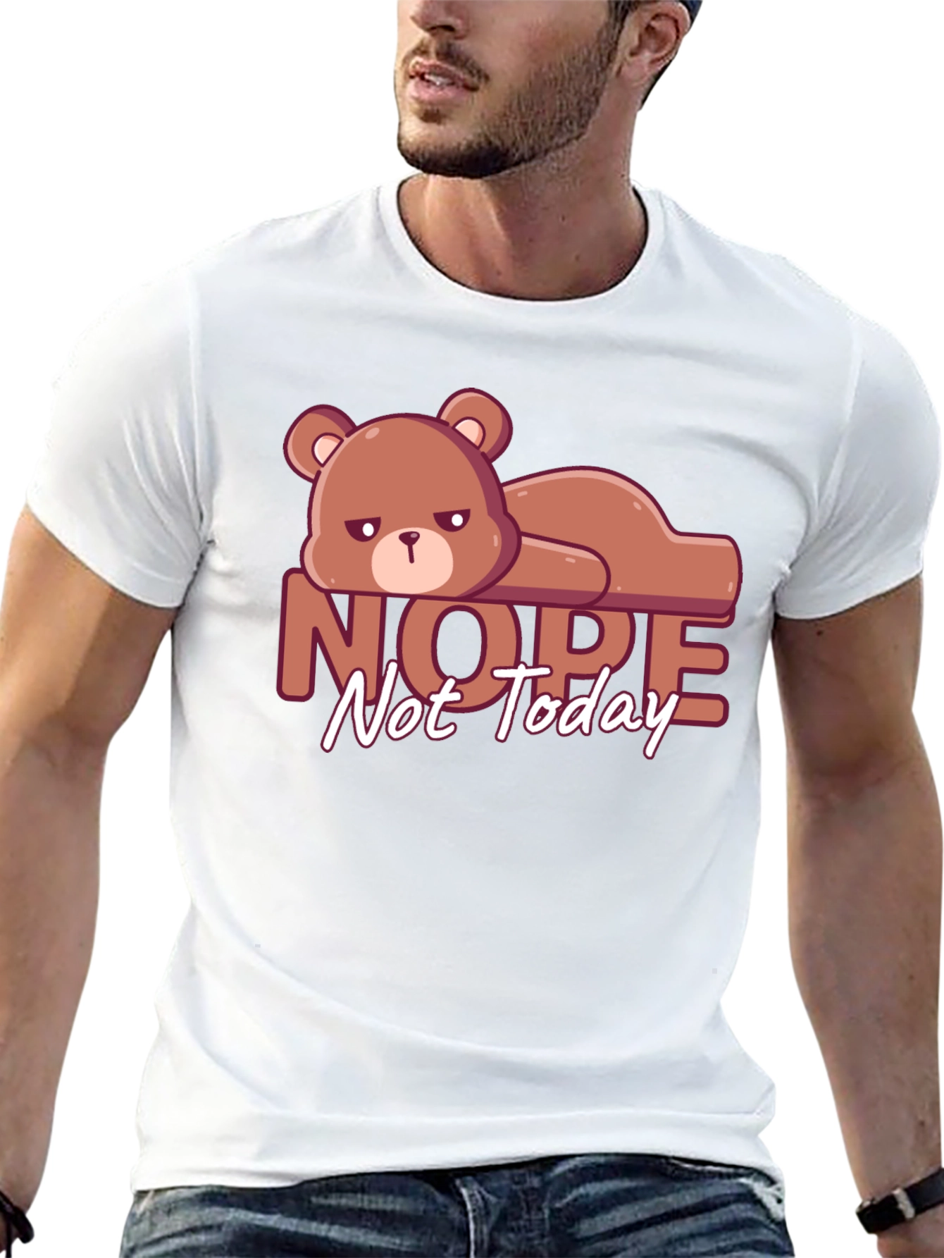 Nope Not Today T-Shirt Lazy Bear Graphic Tee