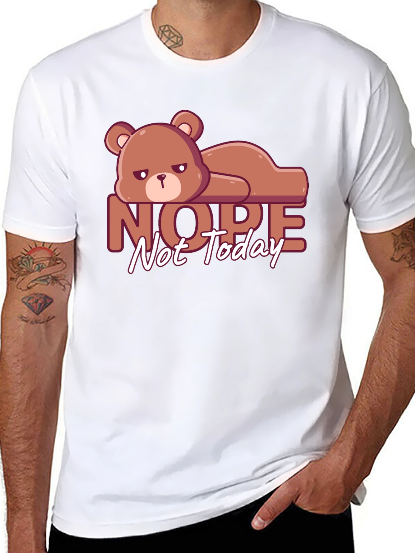 Nope Not Today T-Shirt Lazy Bear Graphic Tee