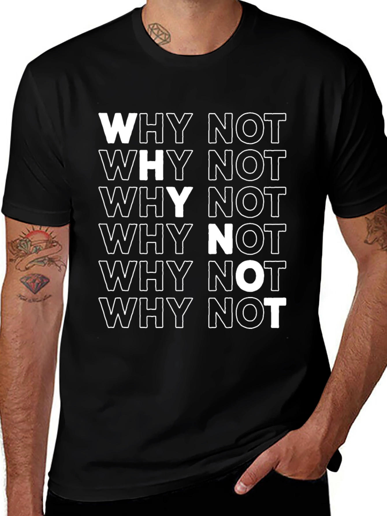 Why Not Black Graphic Print Cotton T-Shirt
