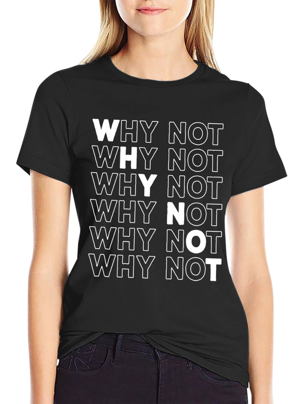 Why Not Black Graphic Print Cotton T-Shirt