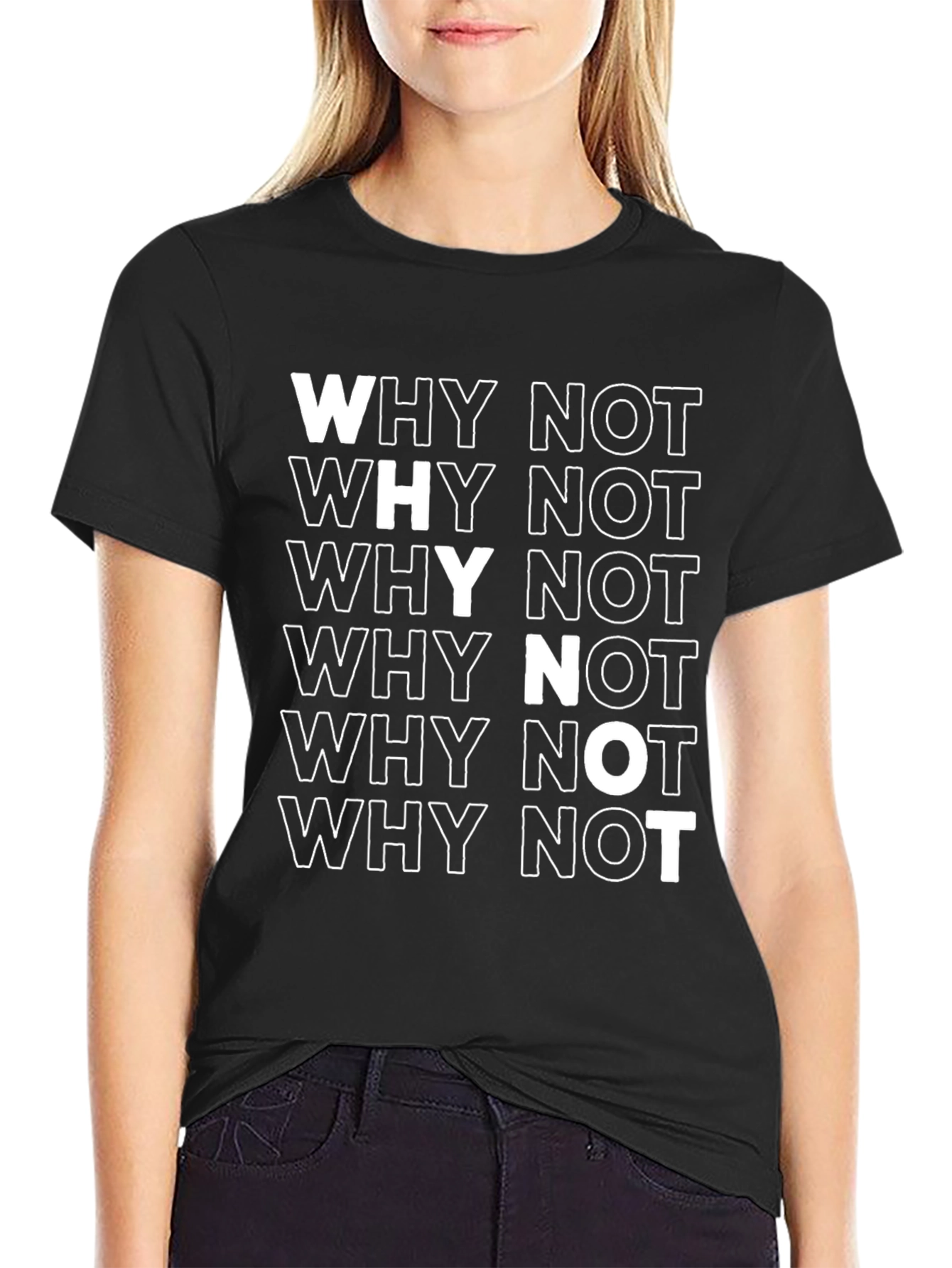 Why Not Black Graphic Print Cotton T-Shirt