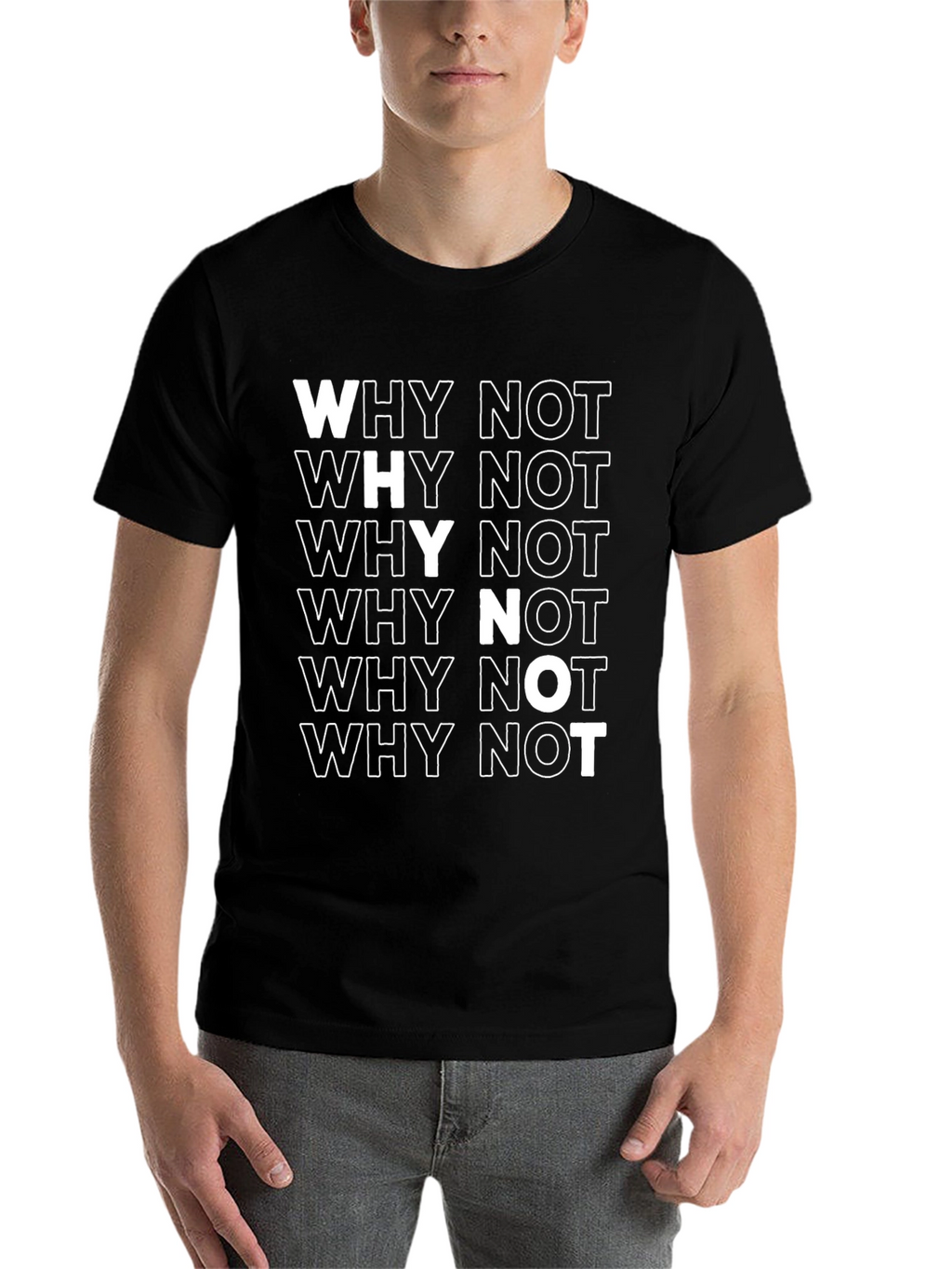 Why Not Black Graphic Print Cotton T-Shirt