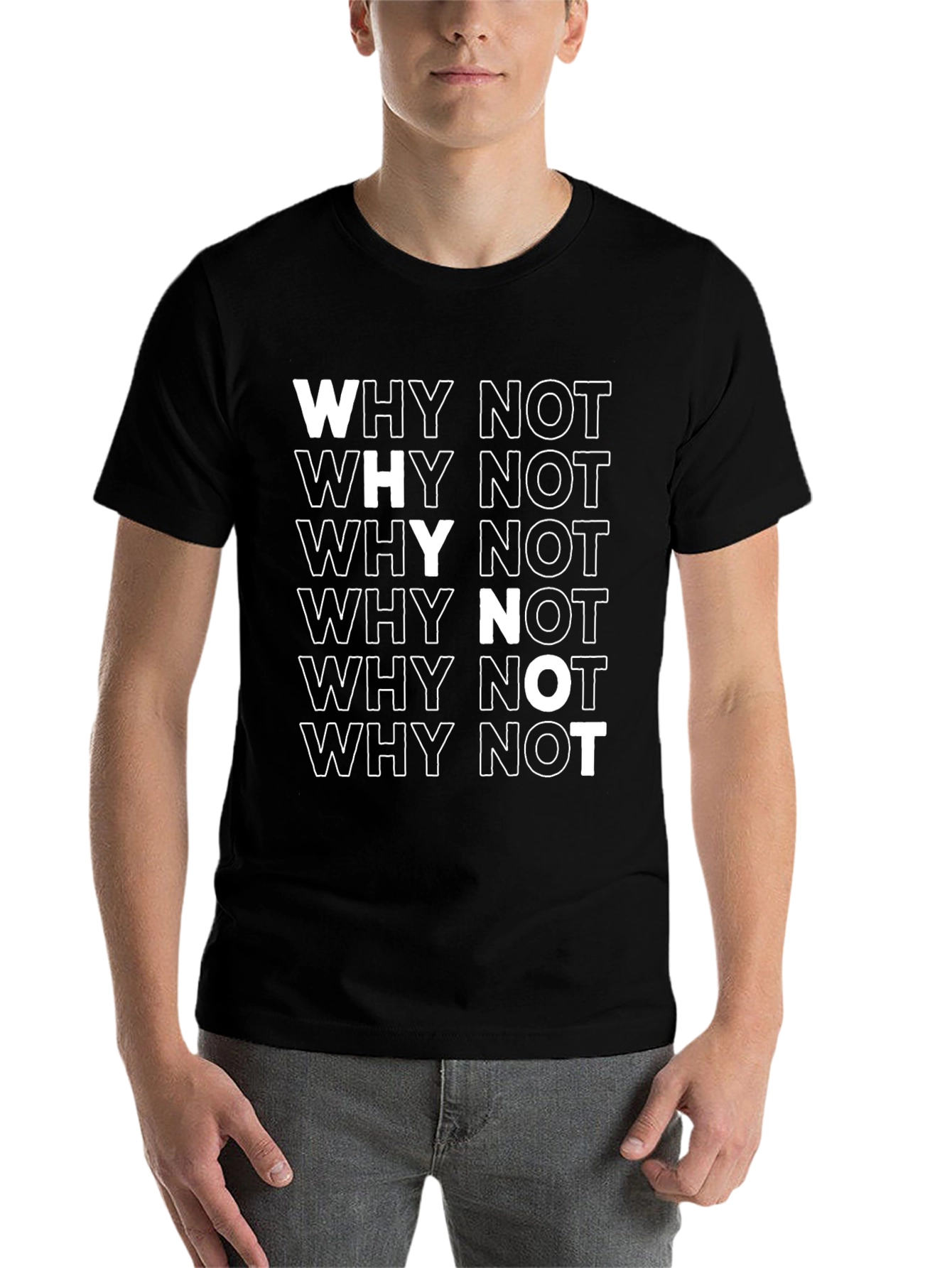 Why Not Black Graphic Print Cotton T-Shirt