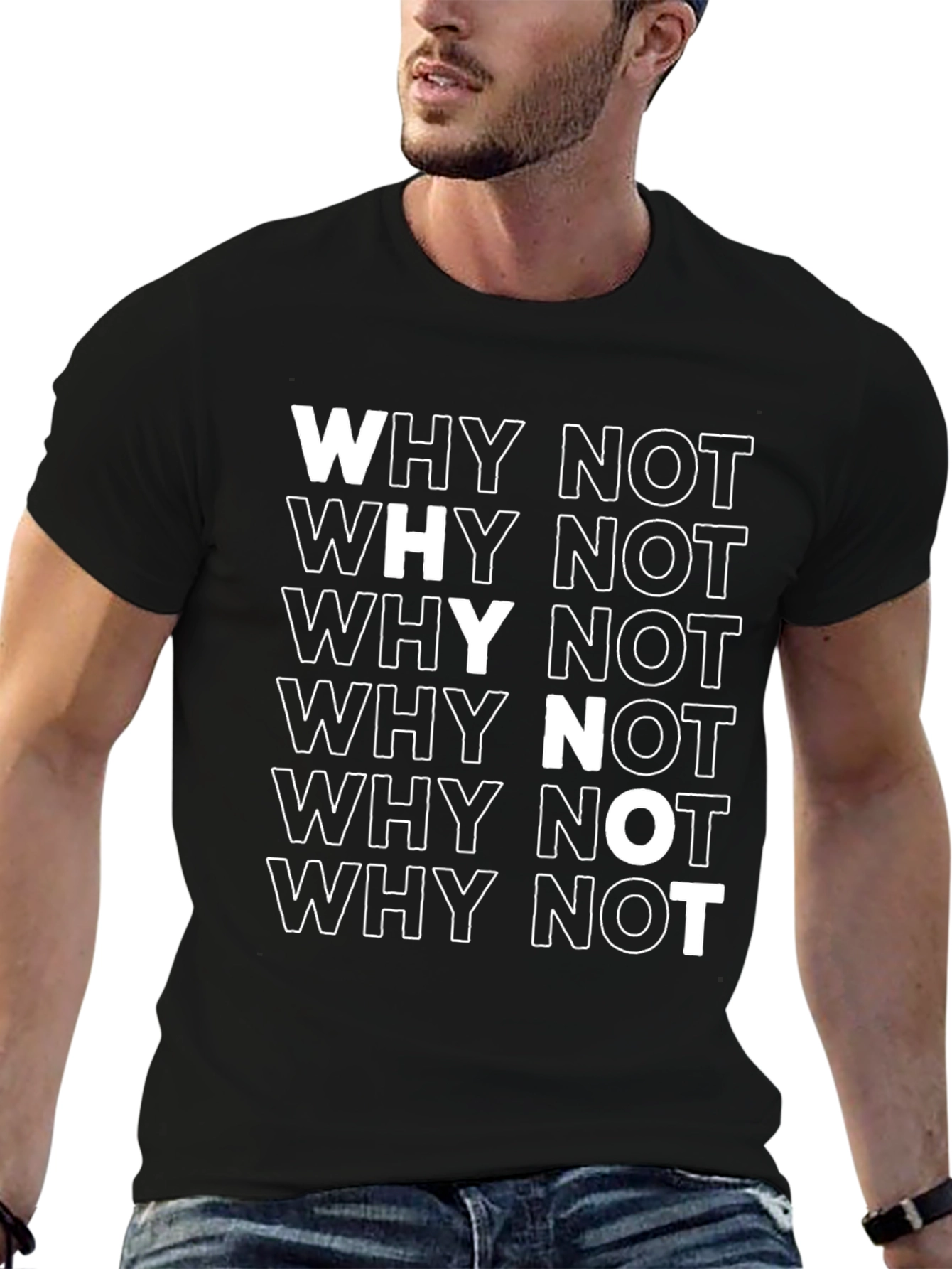 Why Not Black Graphic Print Cotton T-Shirt