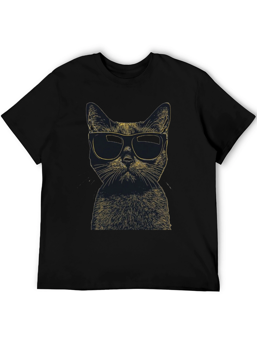 Cool Cat Sunglasses Graphic Tee - Black