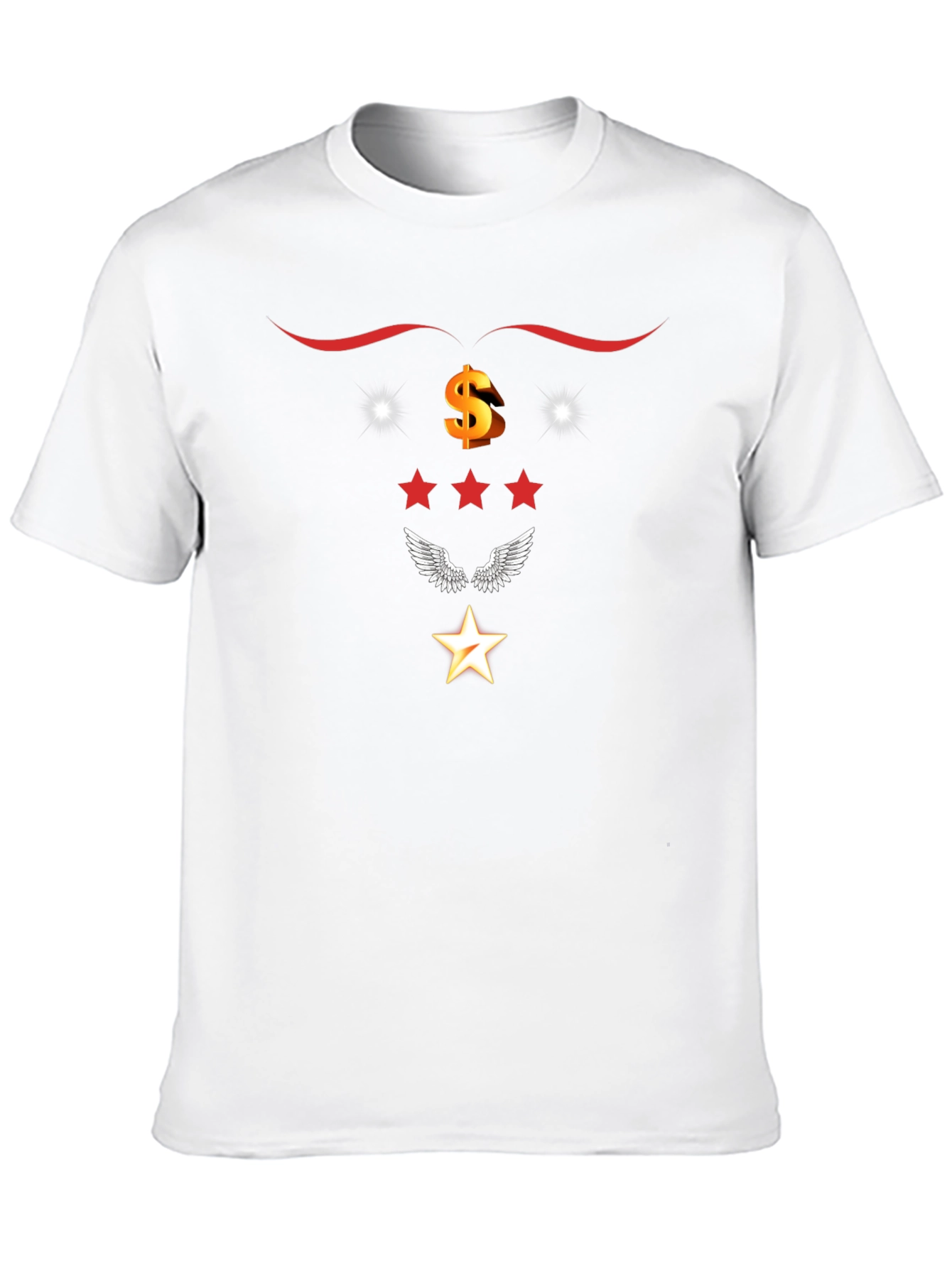 Graphic Black T-Shirt with Star and Dollar Sign Design