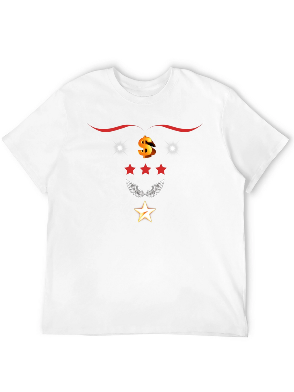 Graphic Black T-Shirt with Star and Dollar Sign Design