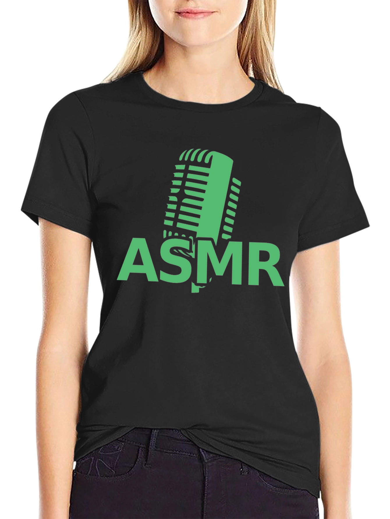 ASMR Microphone Graphic Tee - Black Cotton T-Shirt