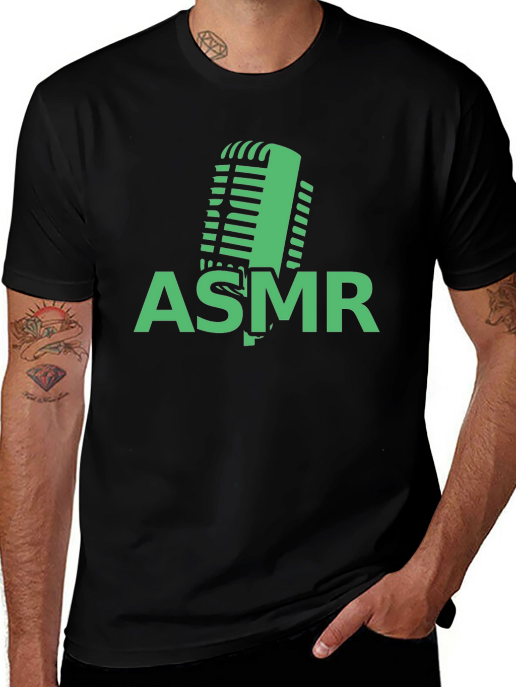 ASMR Microphone Graphic Tee - Black Cotton T-Shirt