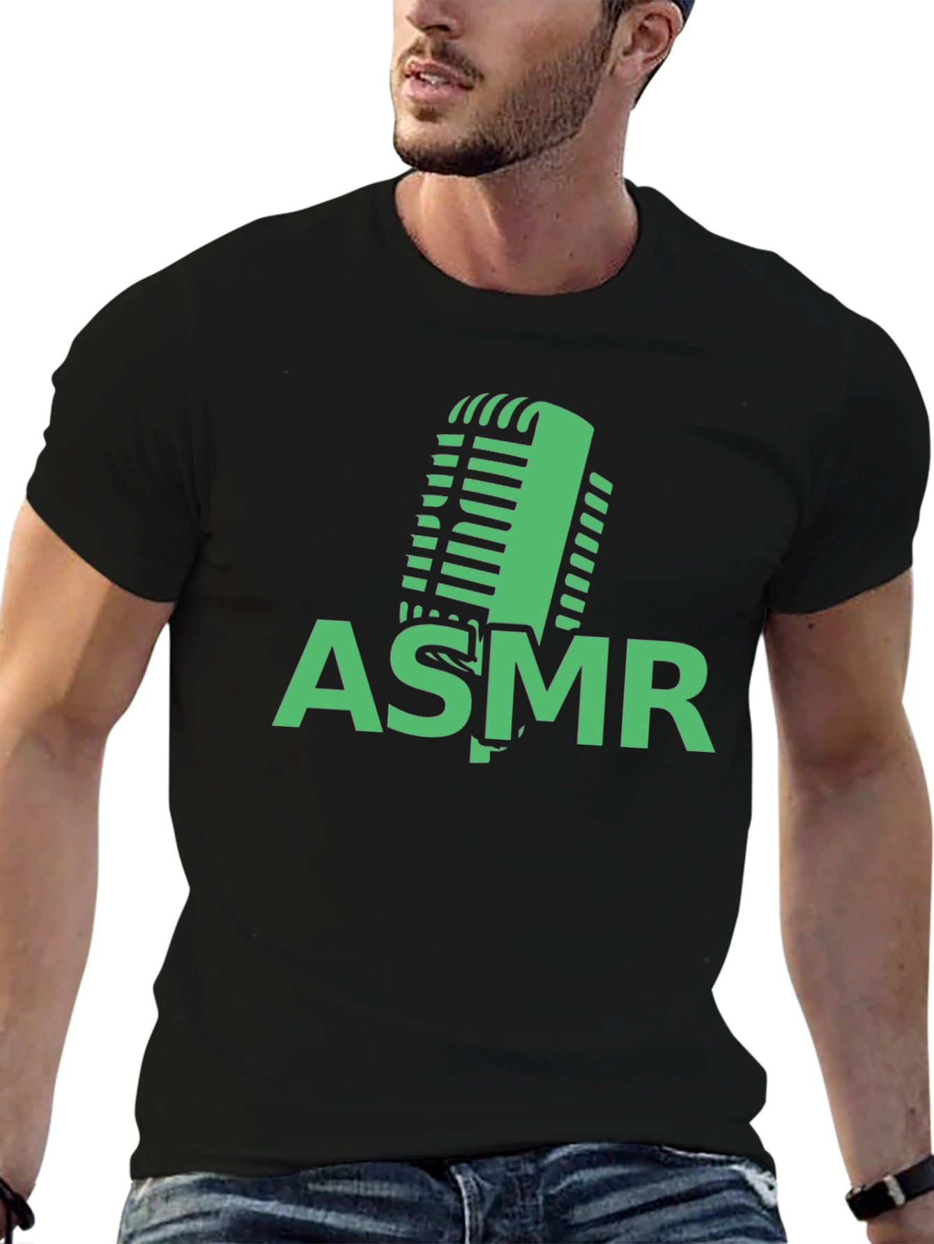 ASMR Microphone Graphic Tee - Black Cotton T-Shirt