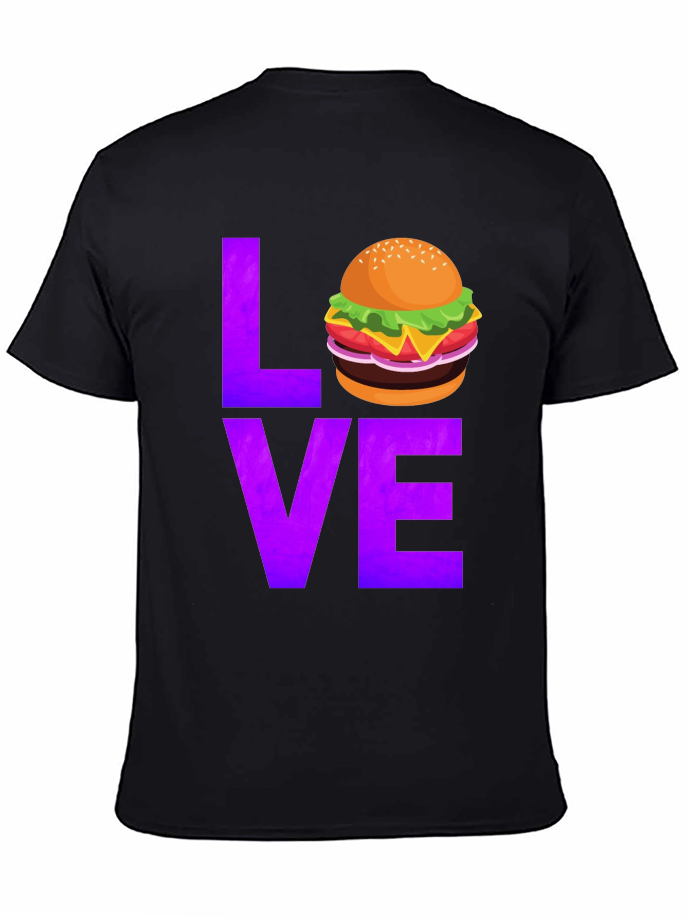 Burger Love Graphic Tee - Black Cotton T-Shirt