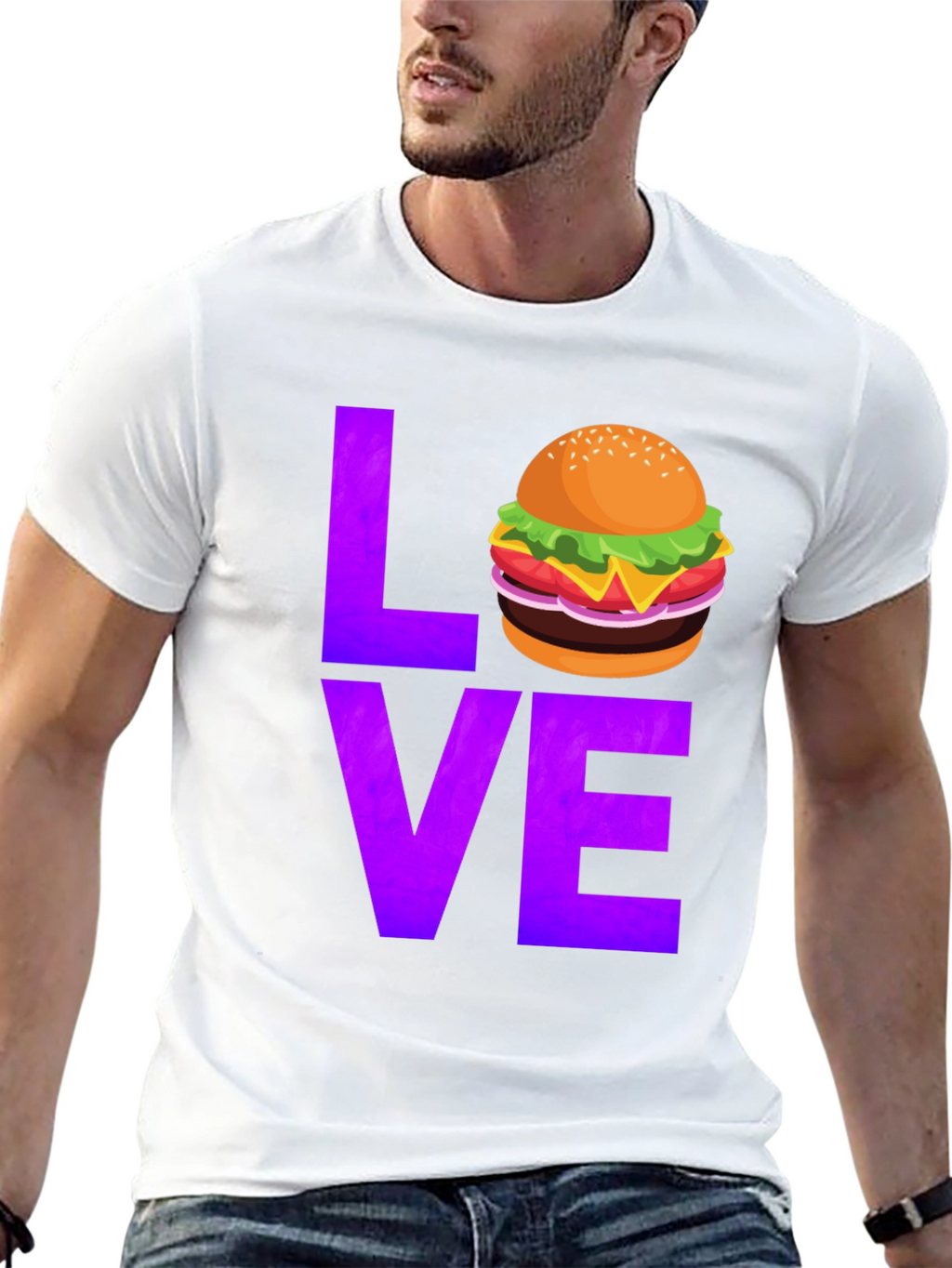 Burger Love Graphic Tee - Black Cotton T-Shirt