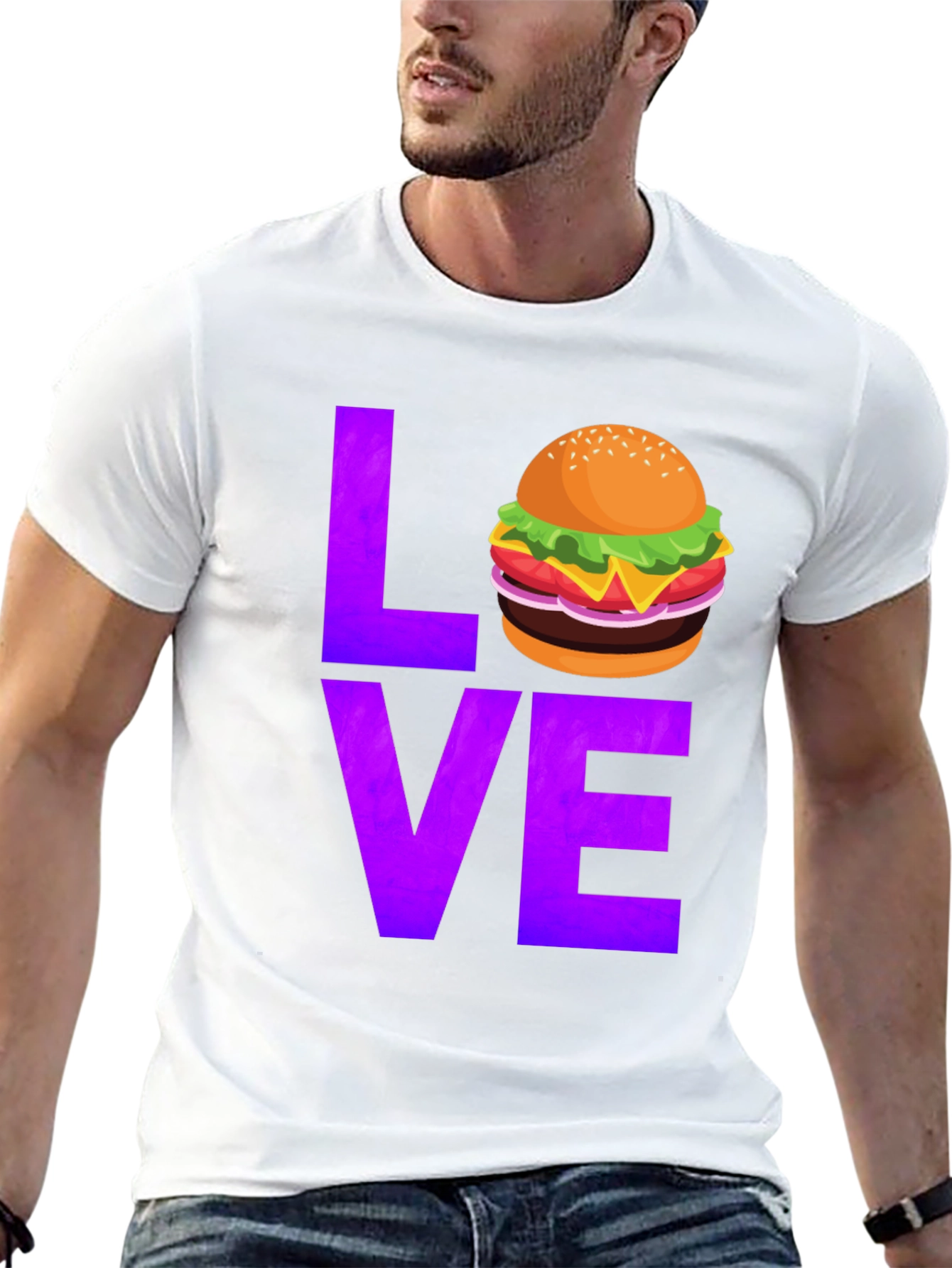 Burger Love Graphic Tee - Black Cotton T-Shirt