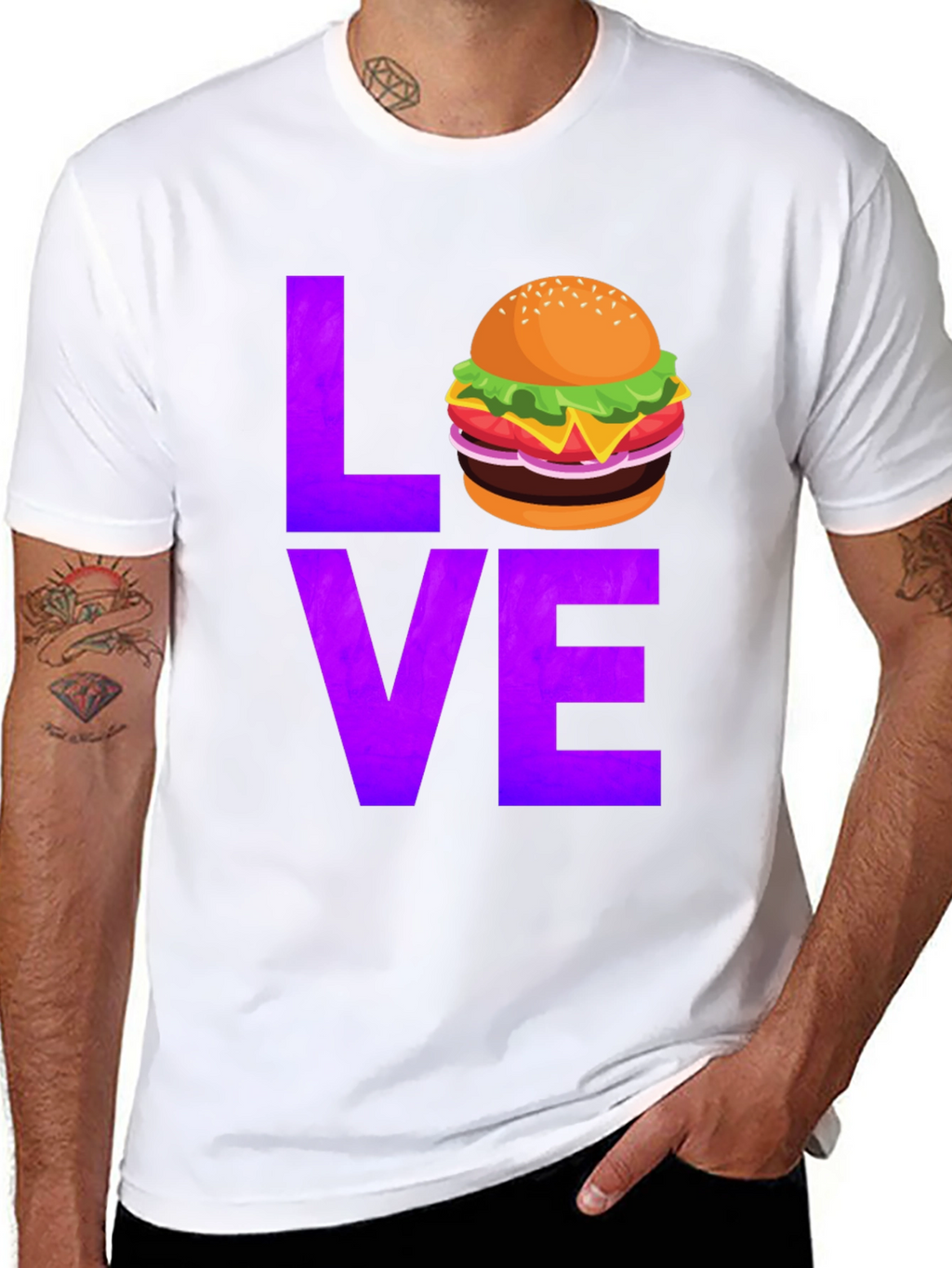 Burger Love Graphic Tee - Black Cotton T-Shirt