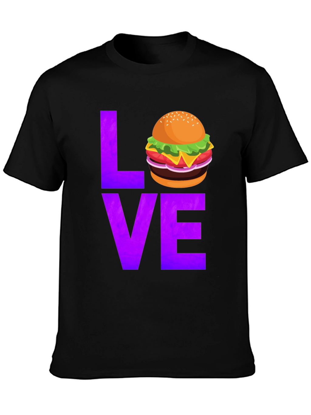 Burger Love Graphic Tee - Black Cotton T-Shirt