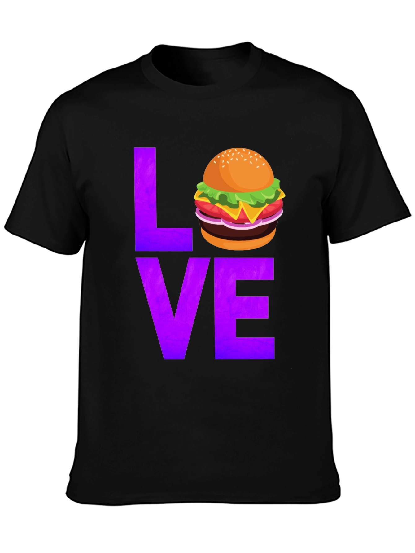 Burger Love Graphic Tee - Black Cotton T-Shirt