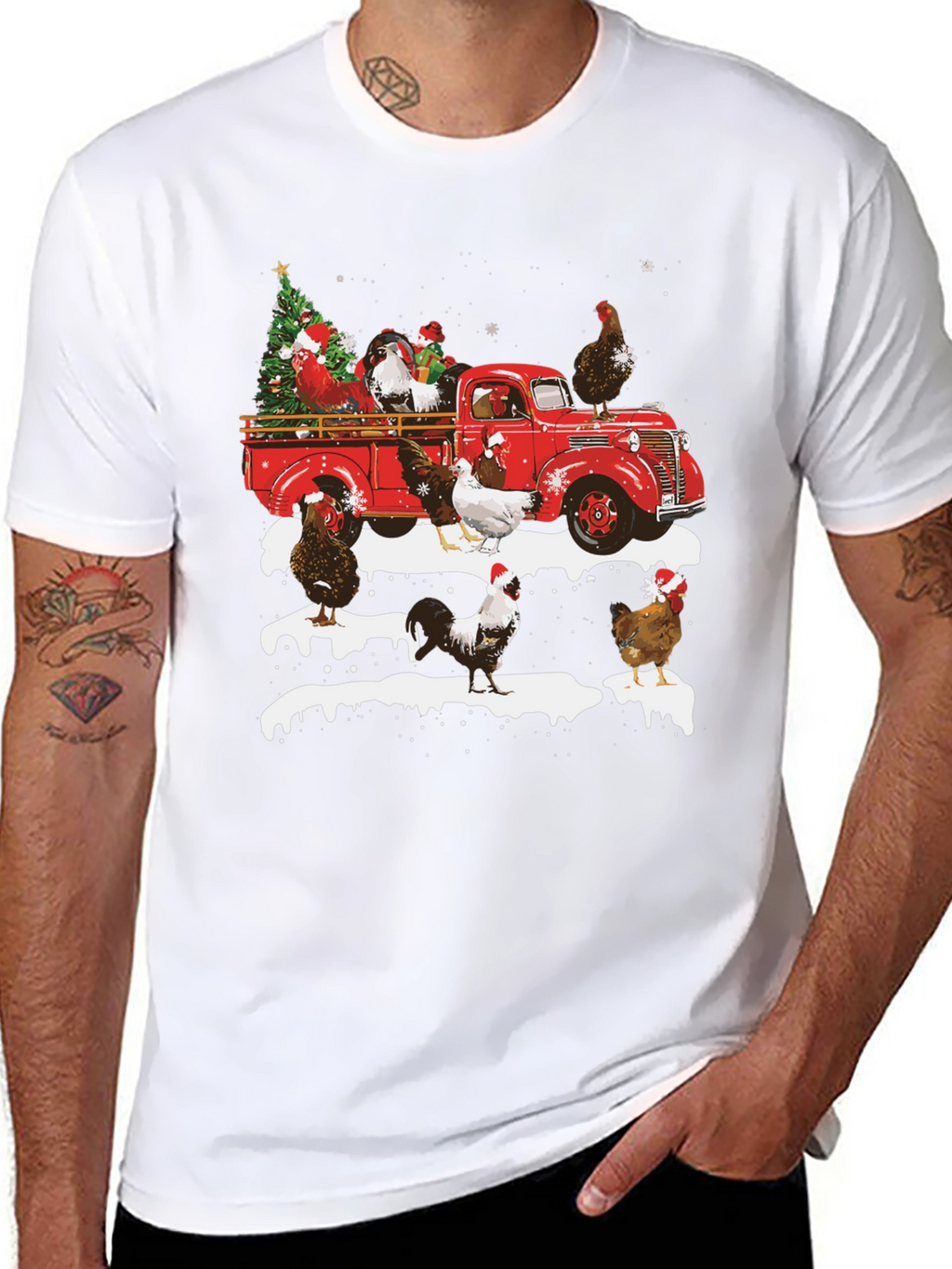 Festive Chicken Truck Graphic Tee