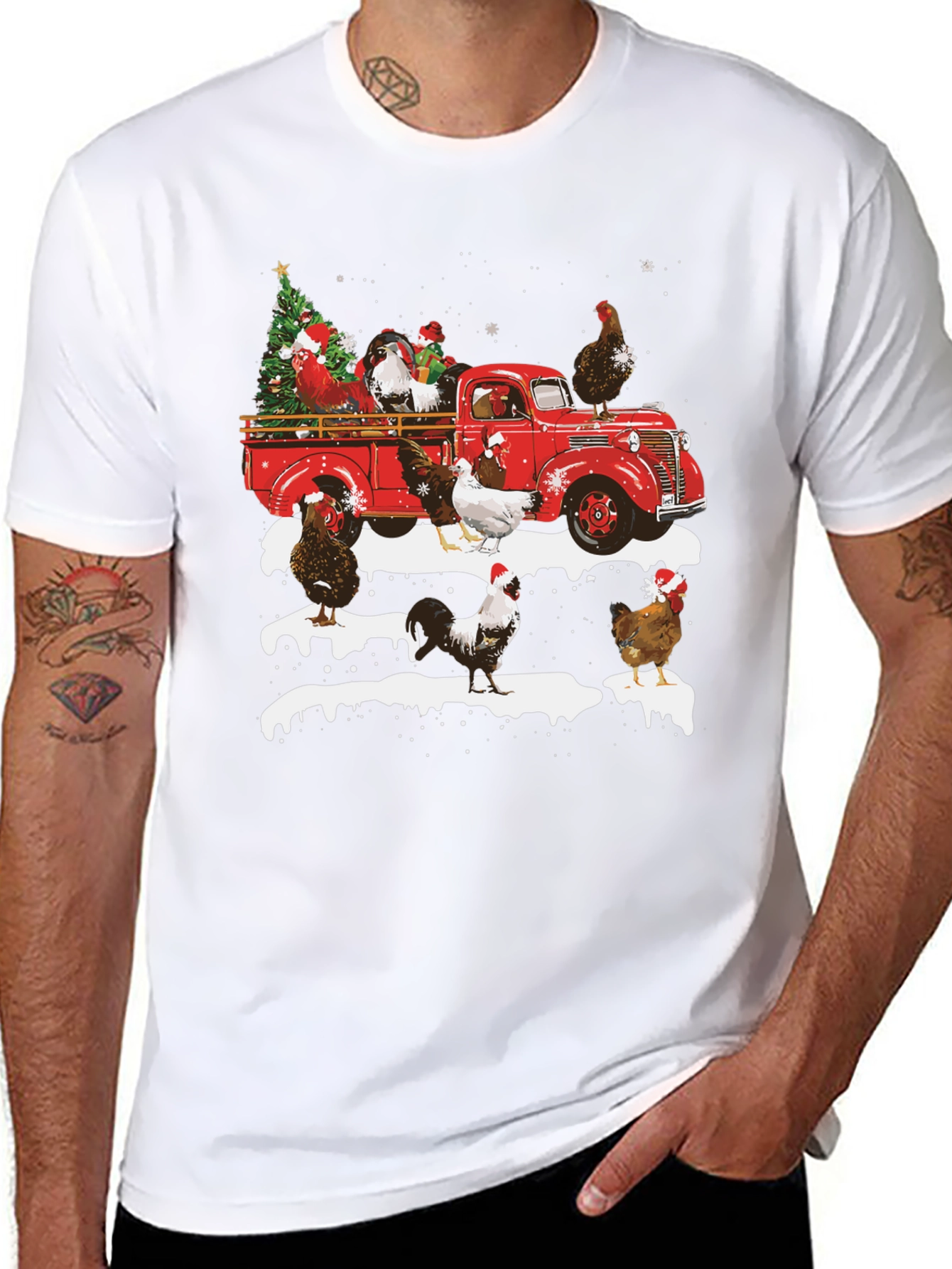 Festive Chicken Truck Graphic Tee