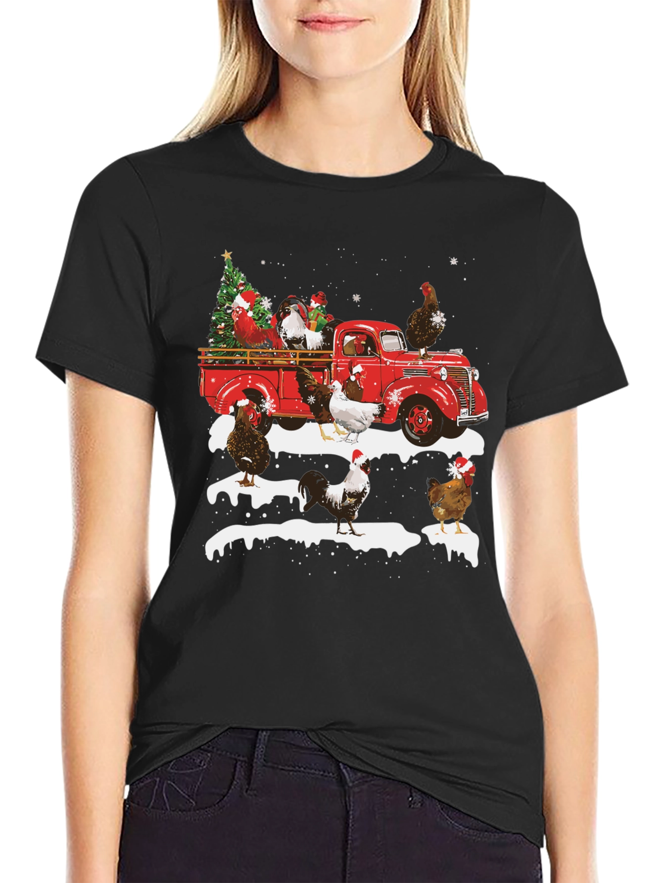 Festive Chicken Truck Graphic Tee