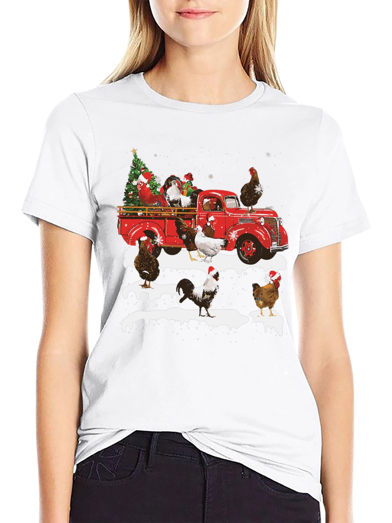 Festive Chicken Truck Graphic Tee
