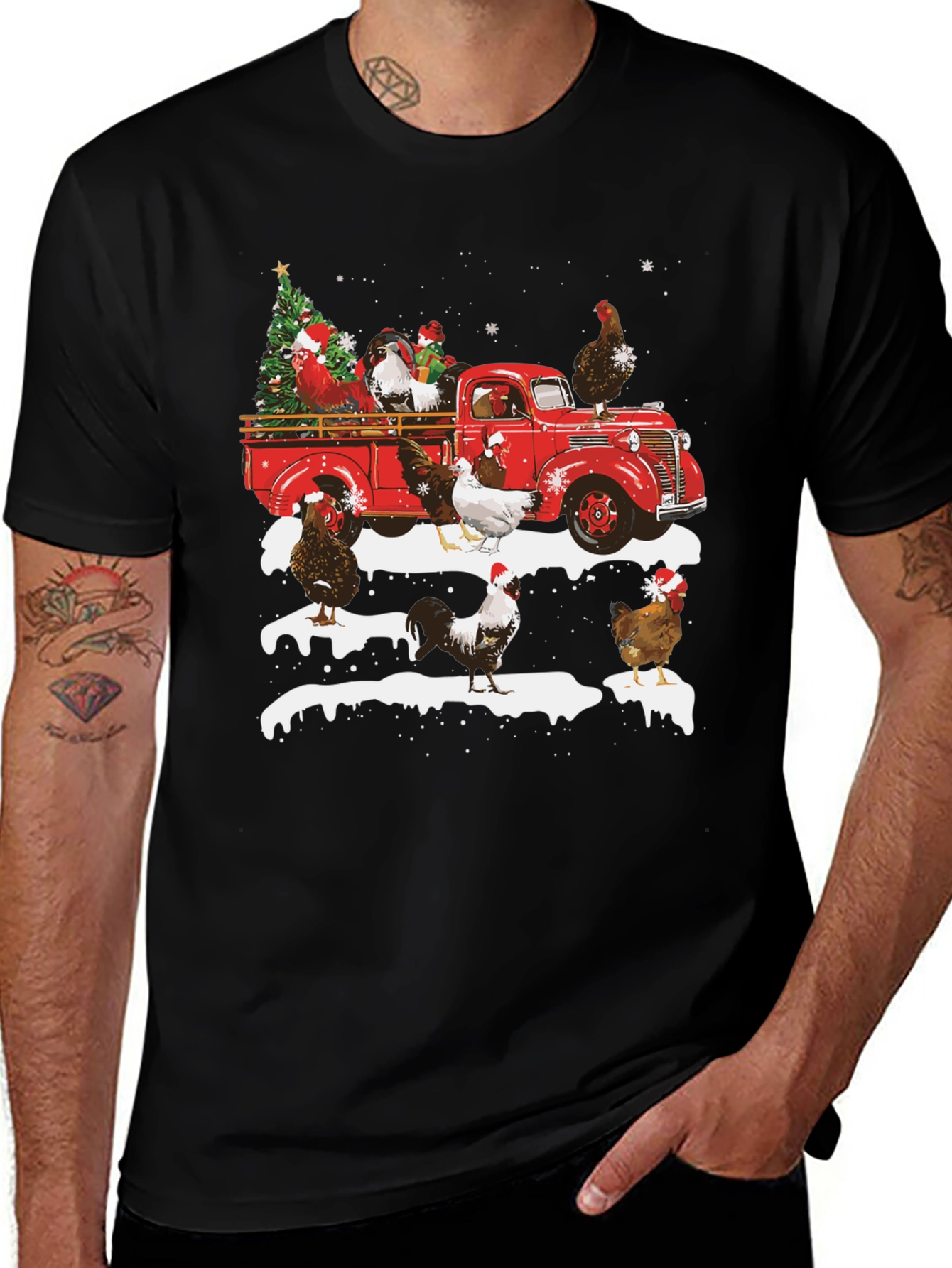 Festive Chicken Truck Graphic Tee