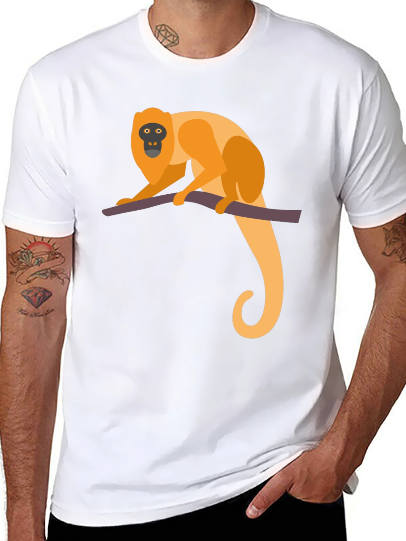 Monkey Graphic Tee - Black Cotton T-Shirt