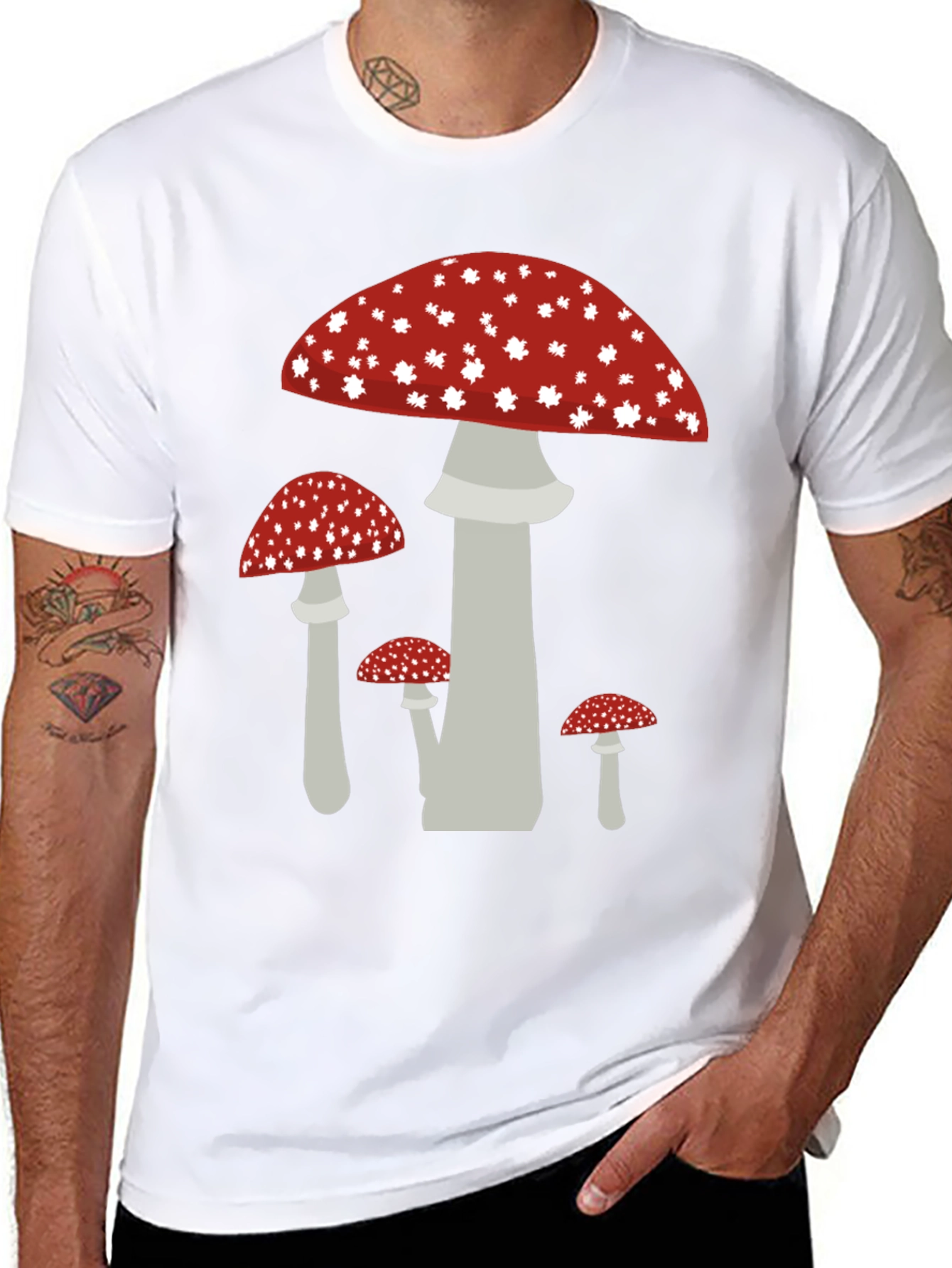 Mushroom Graphic Tee - Funky Black Cotton T-Shirt