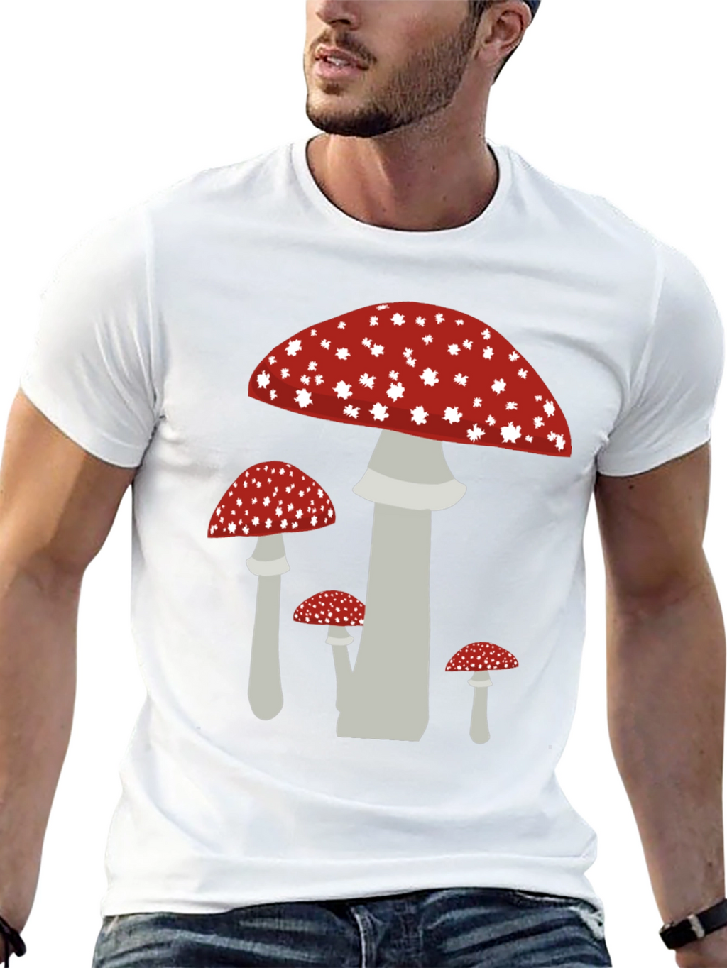 Mushroom Graphic Tee - Funky Black Cotton T-Shirt