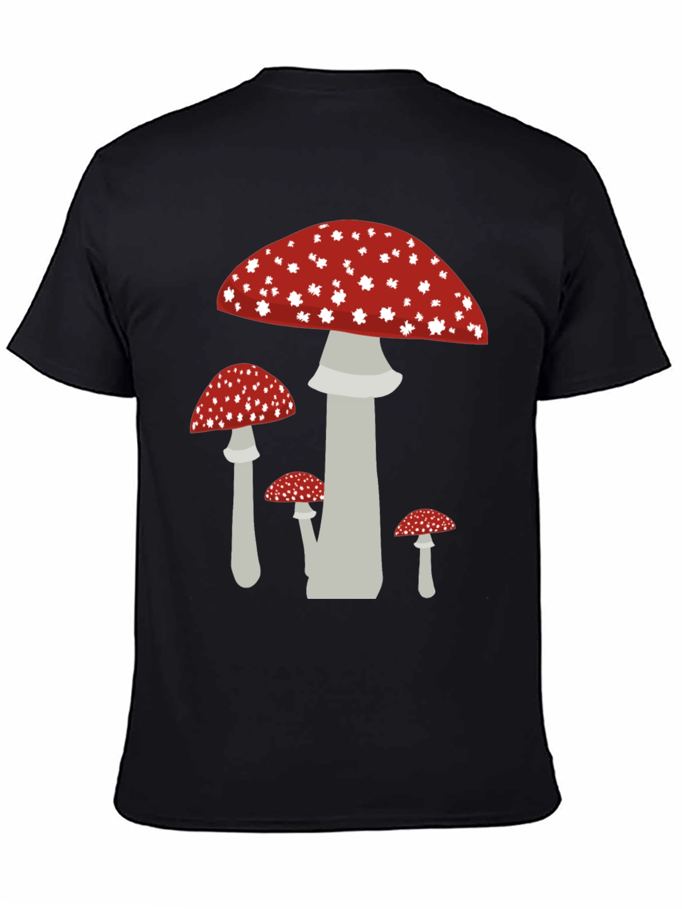 Mushroom Graphic Tee - Funky Black Cotton T-Shirt