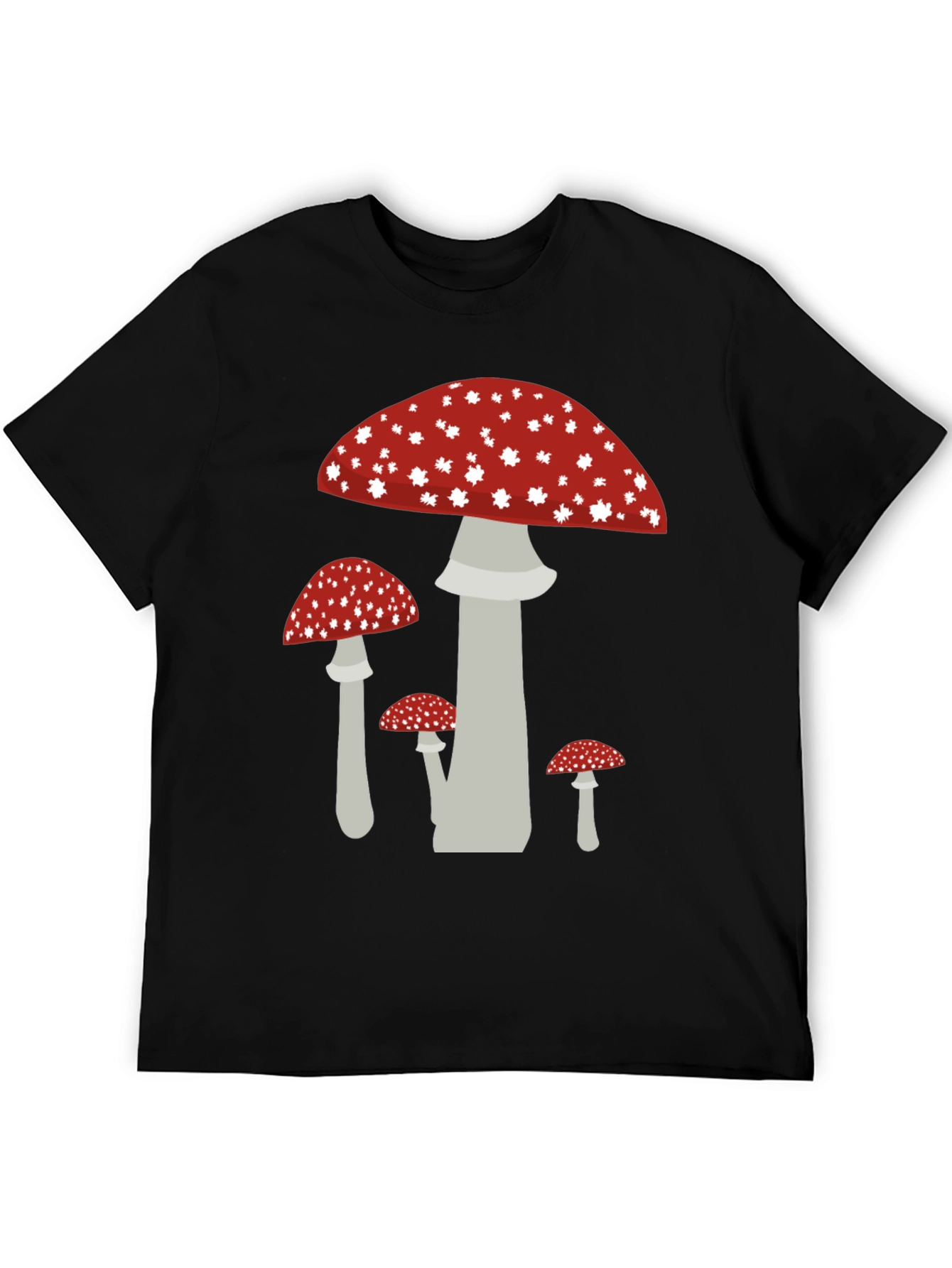 Mushroom Graphic Tee - Funky Black Cotton T-Shirt