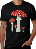 Mushroom Graphic Tee - Funky Black Cotton T-Shirt