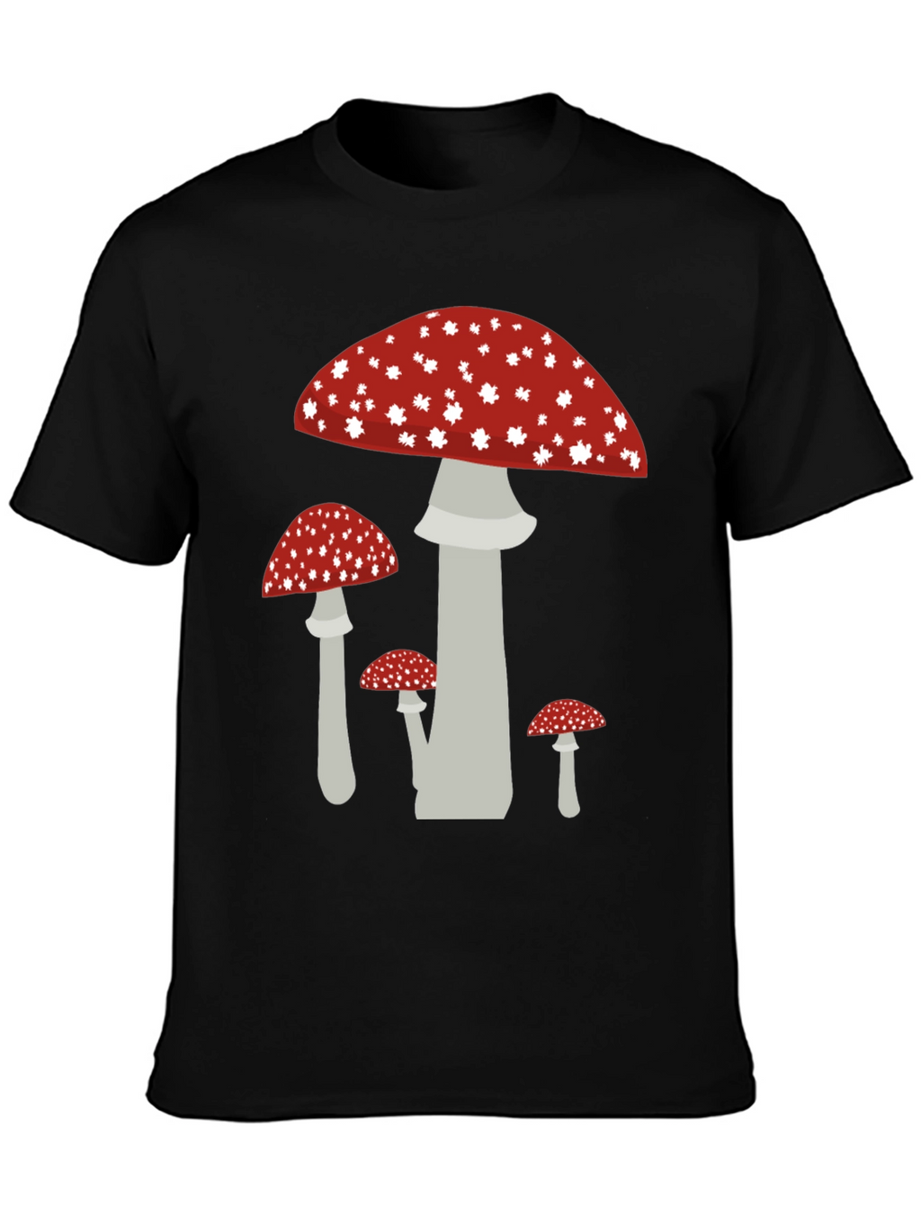 Mushroom Graphic Tee - Funky Black Cotton T-Shirt