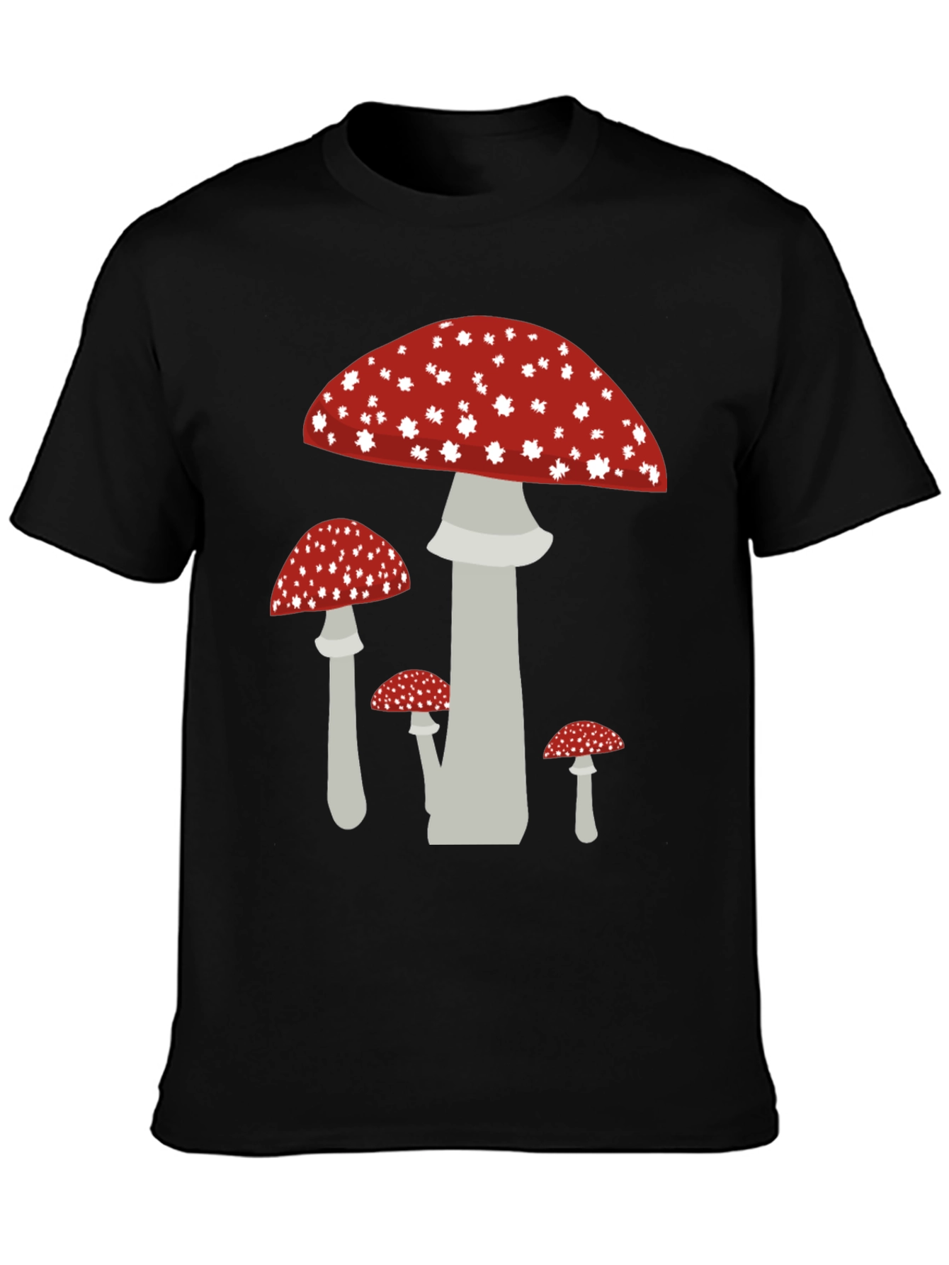 Mushroom Graphic Tee - Funky Black Cotton T-Shirt