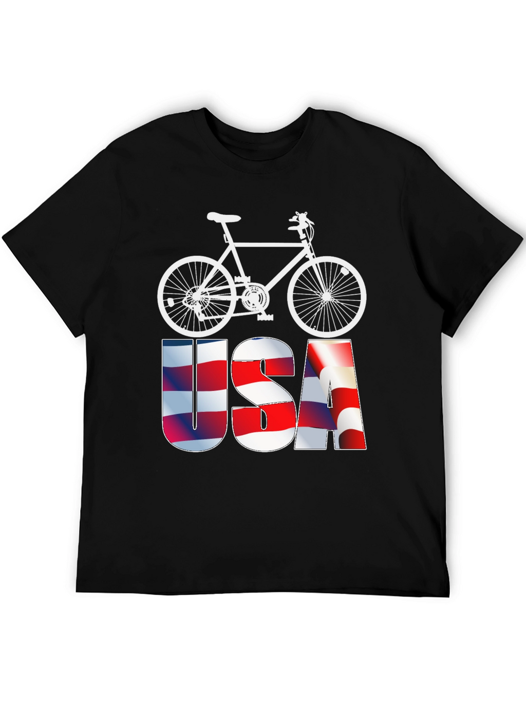 USA Flag Bicycle Graphic Tee - Patriotic Mens T-Shirt