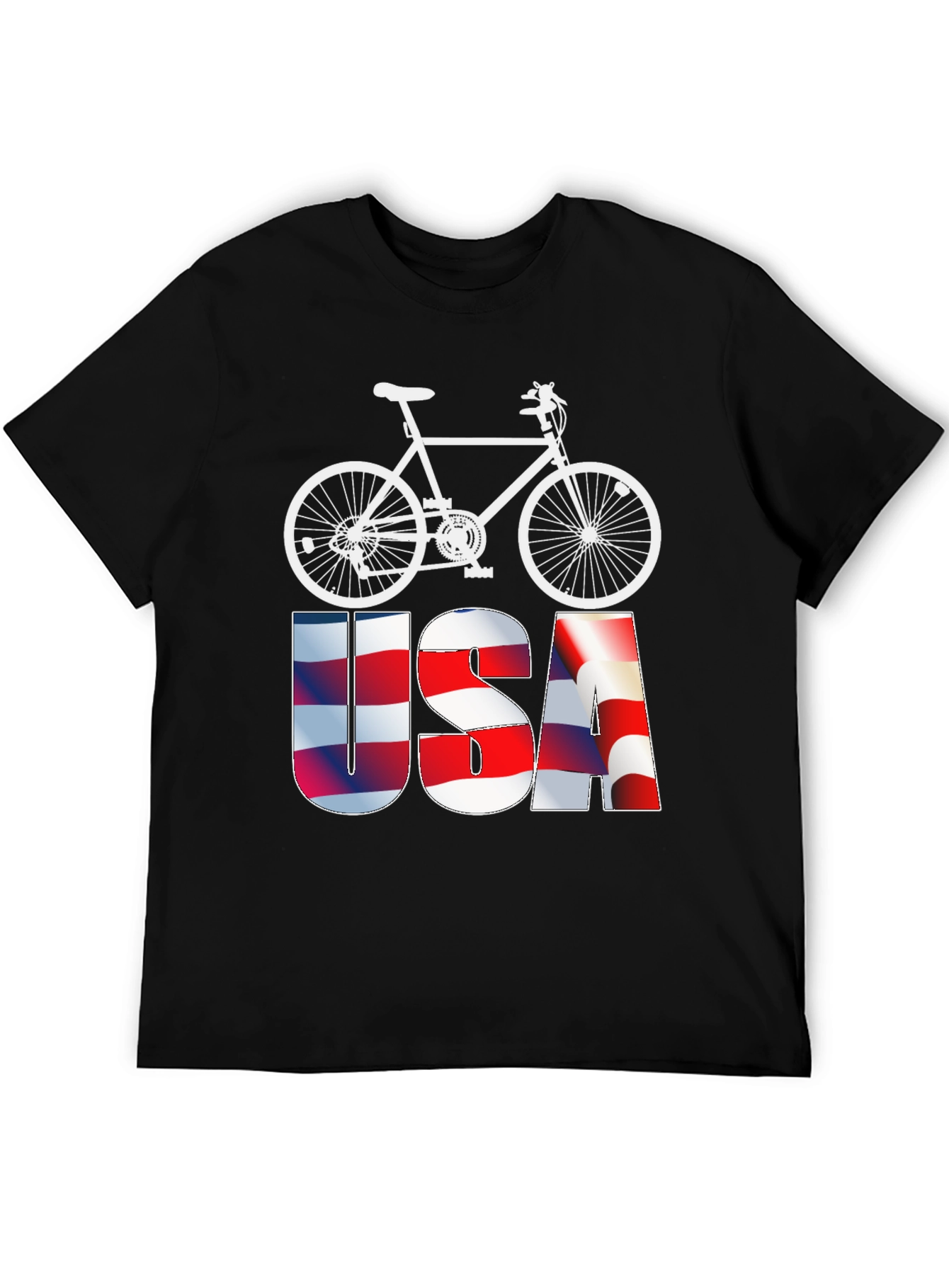 USA Flag Bicycle Graphic Tee - Patriotic Mens T-Shirt