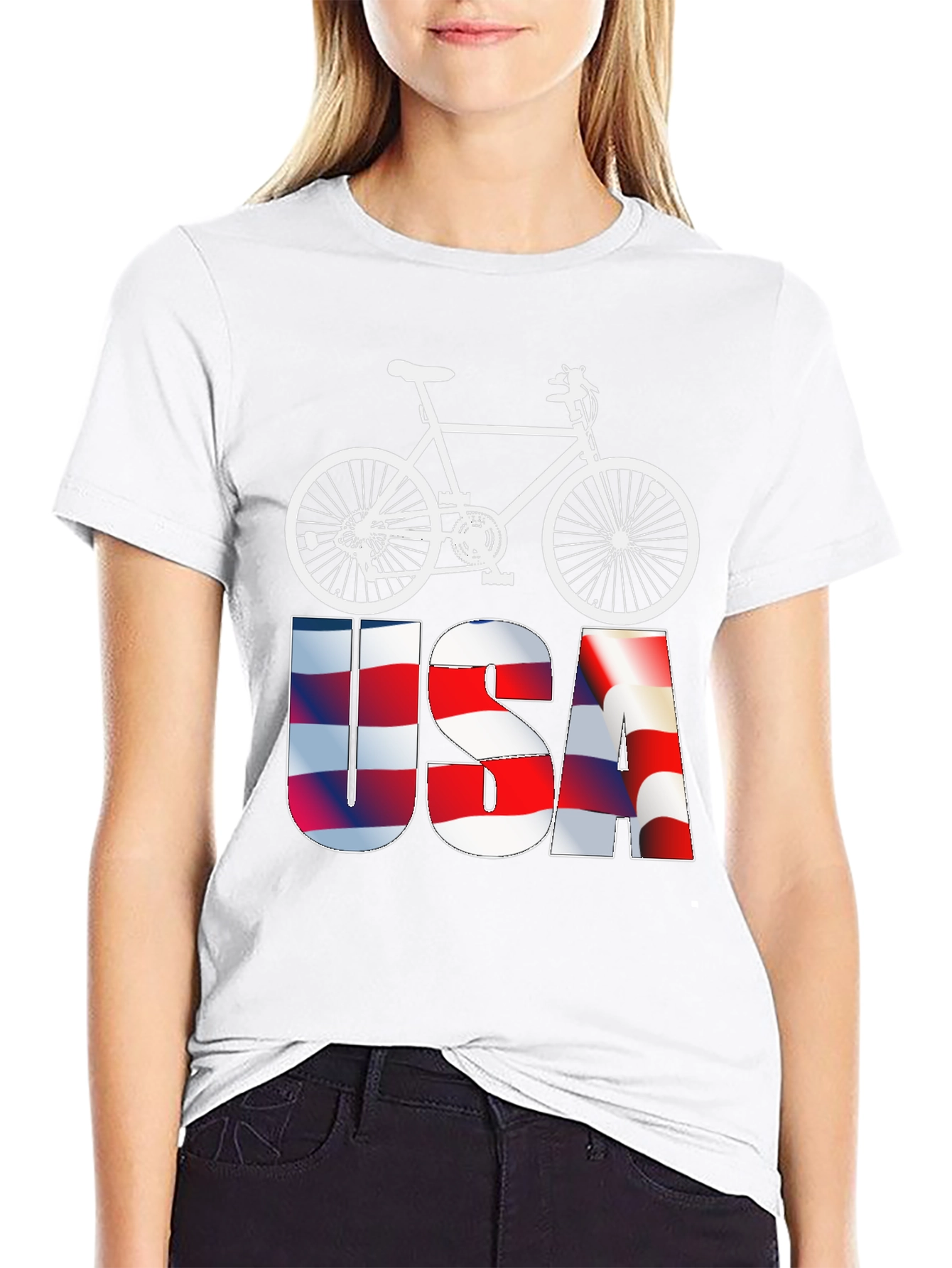 USA Flag Bicycle Graphic Tee - Patriotic Mens T-Shirt